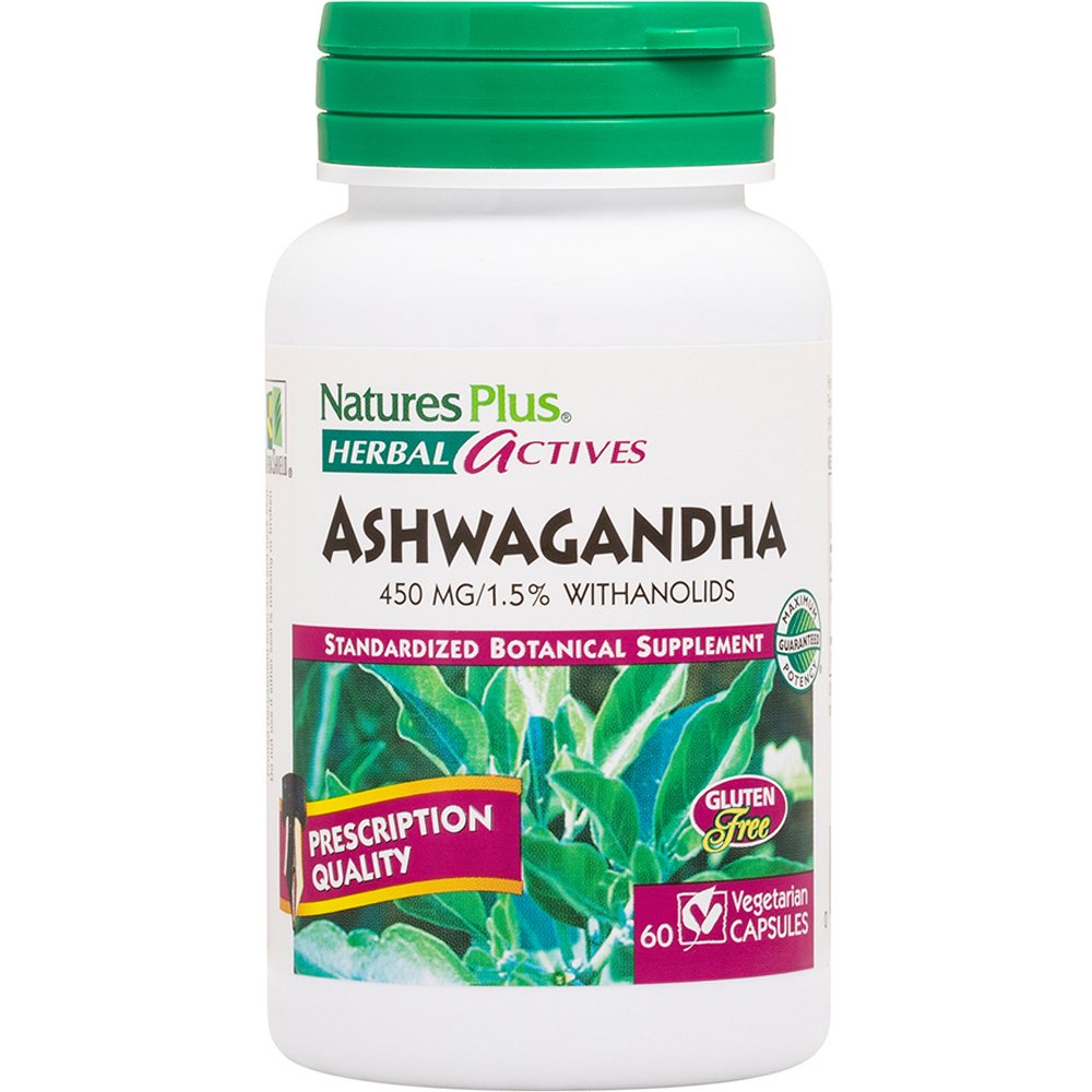 Natures Plus Natures Plus Ashwagandha 450mg Συμπλήρωμα Διατροφής Εκχυλίσματος Ρίζας Ασβαγκάντας με Χαλαρωτικές Ιδιότητες Κατά του Άγχους & της Χρόνιας Κόπωσης 60caps