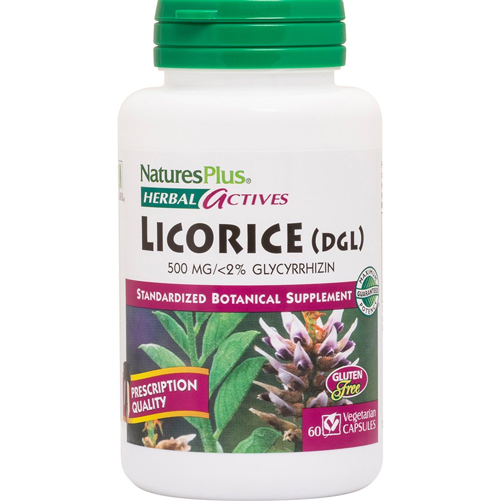 Natures Plus Natures Plus Licorice (DGL) 500mg Συμπλήρωμα Διατροφής Εκχυλίσματος Γλυκόριζας για την Αντιμετώπιση Συμπτωμάτων του Στομαχικού Έλκους & Πεπτικών Διαταραχών 60caps