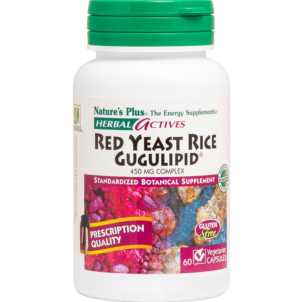 Natures Plus Natures Plus Red Yeast Rice 450mg Gugulipid Συμπλήρωμα Διατροφής Εκχυλίσματος Κόκκινης Μαγιάς Ανεπτυγμένης σε Ρύζι & Βοτάνου Commiphora Mukul για την Καλή Υγεία του Καρδιαγγειακού Συστήματος, Έλεγχο της Κακής Χοληστερίνης & Προστασία από την Αρτηριοσ