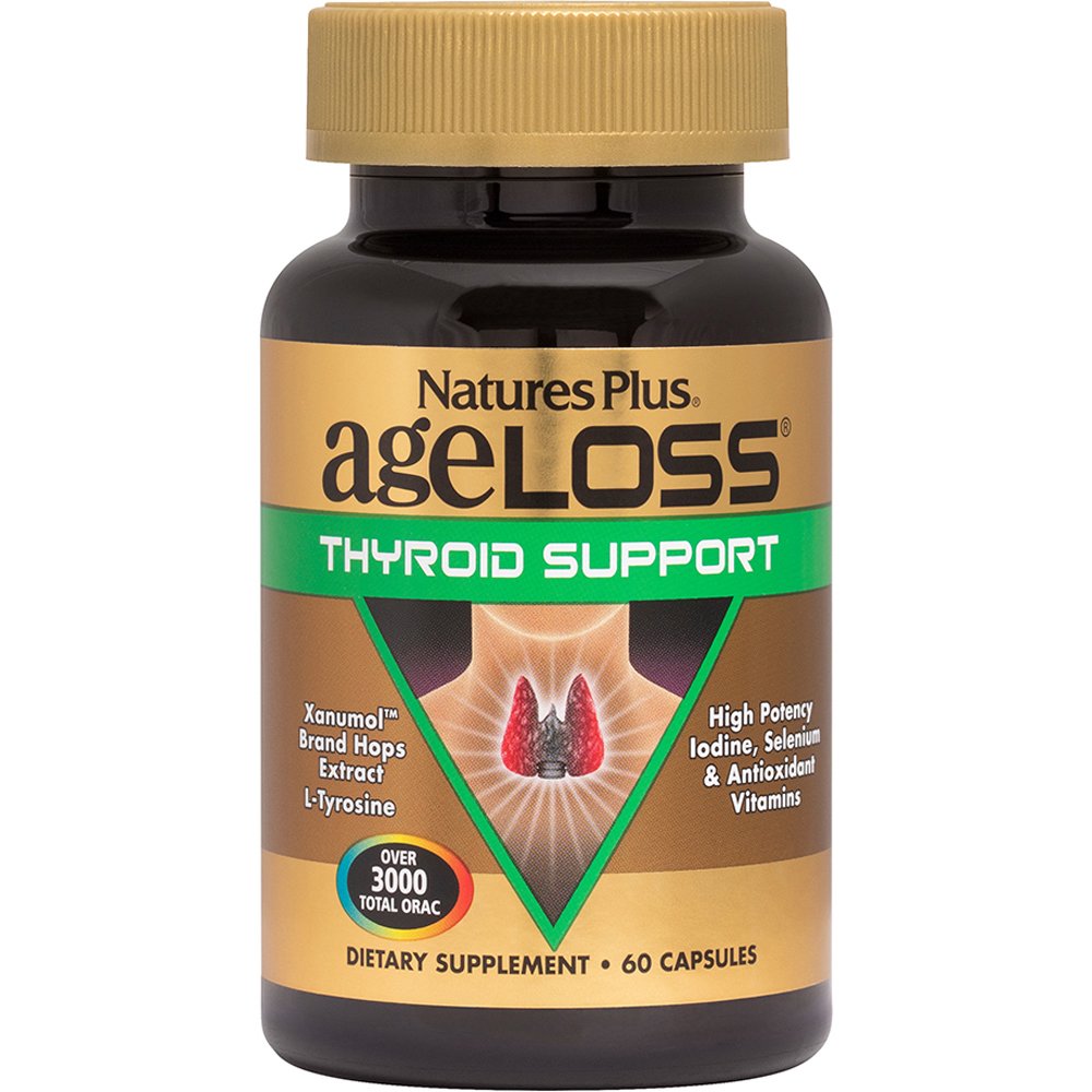 Natures Plus Natures Plus Ageloss Thyroid Support Συμπλήρωμα Διατροφής Βιταμινών, Εκχυλισμάτων Φυτών & Ιχνοστοιχείων για την Εύρυθμη Λειτουργία του Θυρεοειδούς Αδένα 60caps