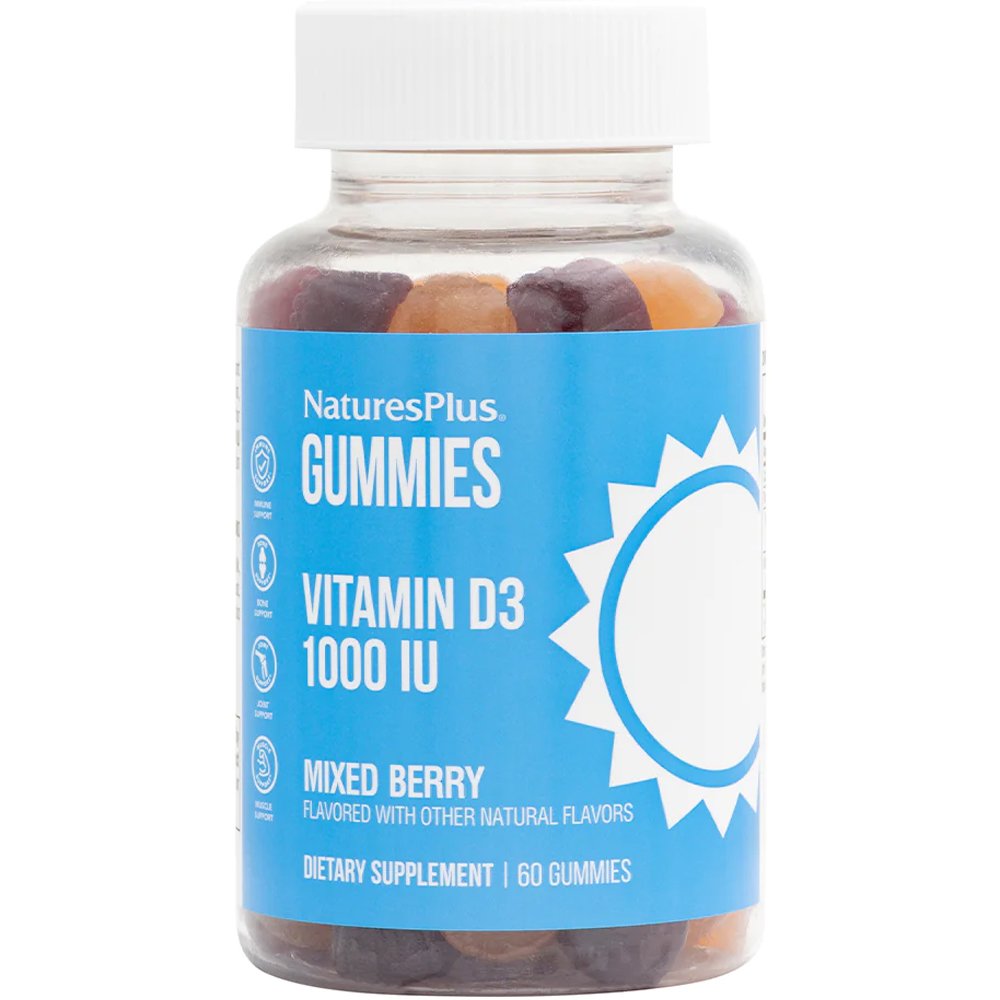 Natures Plus Natures Plus Gummies Vitamin D3 1000iu Mixed Berry Συμπλήρωμα Διατροφής με Βιταμίνη D3 για Ενίσχυση της Οστικής Πυκνότητας & του Ανοσοποιητικού Συστήματος με Γεύση Βατόμουρο 60 Softgels