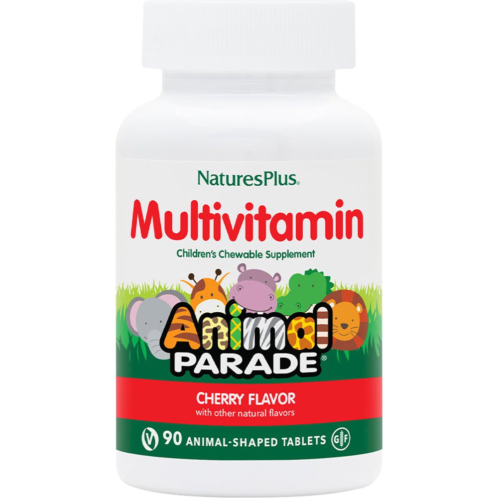 Natures Plus Natures Plus Animal Parade Multivitamin Συμπλήρωμα Διατροφής Πολυβιταμινών, Μετάλλων, Ιχνοστοιχείων & Εκχυλίσματος Βοτάνων για Ενέργεια, Φυσιολογική Οστική Ανάπτυξη & Ισχυρό Ανοσοποιητικό για Παιδιά με Γεύση Κεράσι 90 Chew.tabs - Cherry