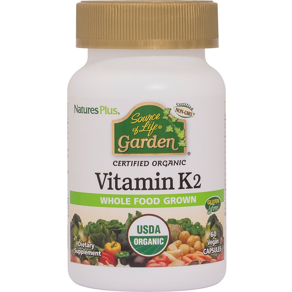 Natures Plus Natures Plus Source of Life Garden Vitamin K2 120μg Συμπλήρωμα Διατροφής Βιταμίνης Κ2 & Μείγματος Βιολογικών Τροφών για την Καλή Υγεία των Οστών & Φυσιολογική Αιμοποίηση 60veg.caps