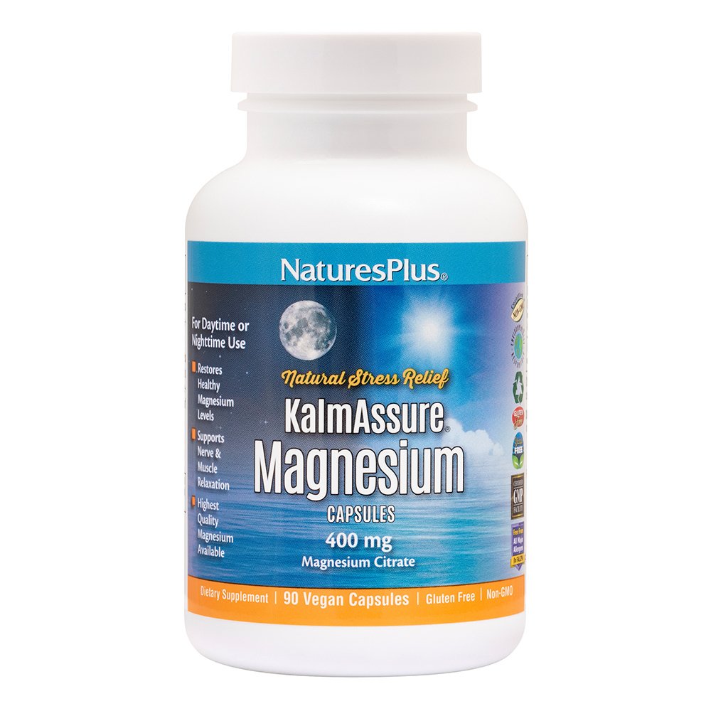 Natures Plus Natures Plus KalmAssure Magnesium 400mg, 90veg.caps,Συμπλήρωμα Διατροφής Μαγνησίου Κιτρικής Μορφής Υψηλής Απορροφησιμότητας για την Καλή Υγεία Οστών, Μυών, Νευρικού Συστήματος & Χαλάρωση