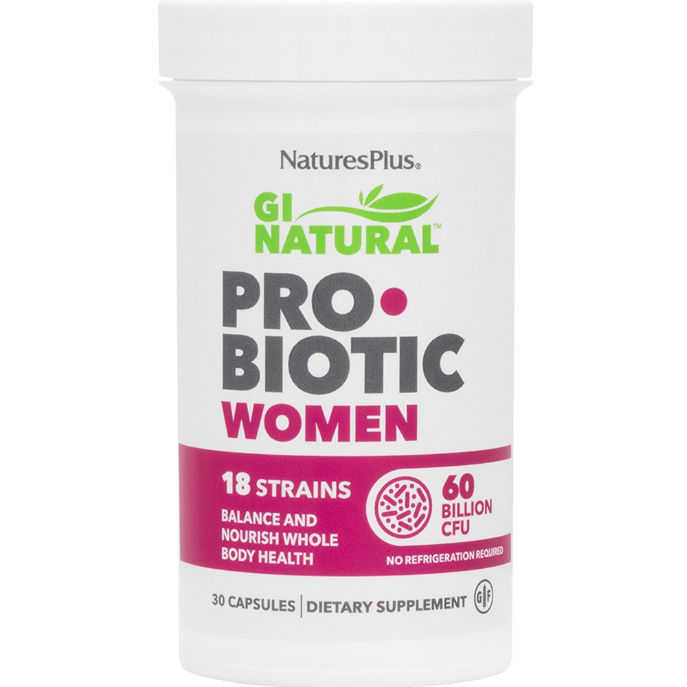 Natures Plus Natures Plus Gi Natural Probiotic Women Συμπλήρωμα Διατροφής Προβιοτικών, Πρεβιοτικών & Εκχυλίσματος Cranberry Ειδικά Σχεδιασμένο για Γυναίκες για την Καλή Λειτουργία του Γαστρεντερικού & Ουροποιητικού Συστήματος 30caps