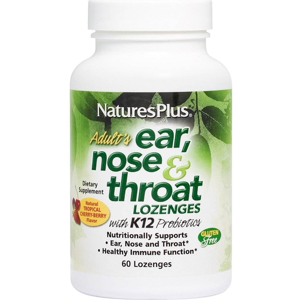 Natures Plus Natures Plus Adult's Ear, Nose & Throat Συμπλήρωμα Διατροφής με Προβιοτικά & Ψευδάργυρο για Εξισορρόπηση της Μικροβιακής Χλωρίδας του Αυτιού, της Μύτης & του Λαιμού με Γεύση Κεράσι & Μούρο 60 Lozenges