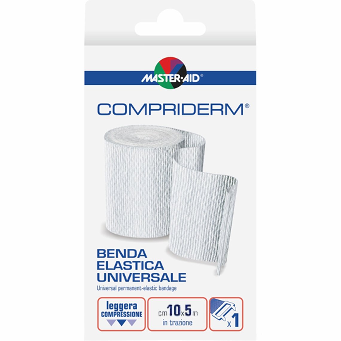 Master Aid Master Aid Compriderm Universal Permanent-Elastic Bandage 5m x 10cm Ελαστικός Επίδεσμος με Άγκιστρα σε Άσπρο Χρώμα 1 Τεμάχιο