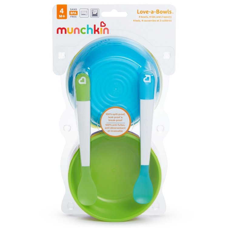 Munchkin Munchkin Love-A-Bowls Refresh Σετ 4 Μπόλ 192ml με Καπάκια & 2 Κουτάλια