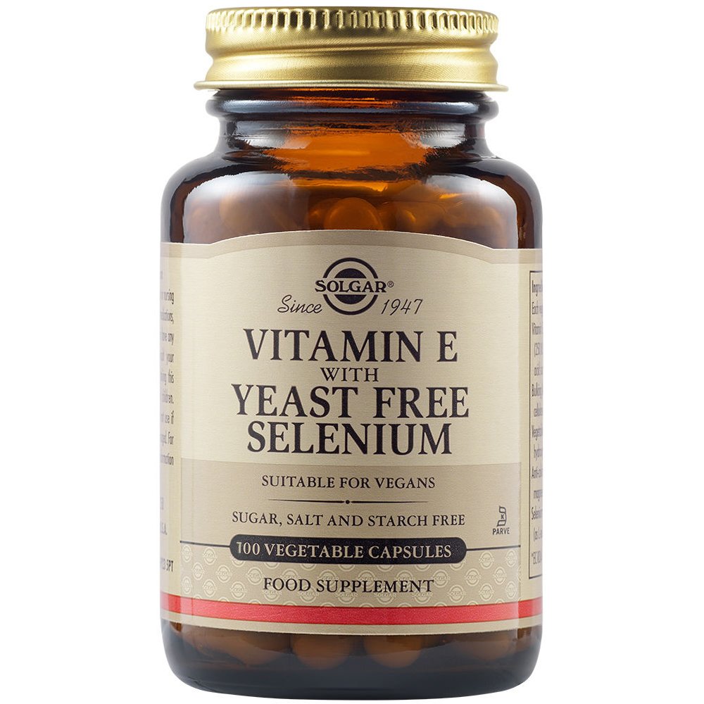 Solgar Solgar Vitamin E with Yeast Free Selenium Συμπλήρωμα Διατροφής με Βιταμίνη Ε & Σελήνιο για Ενίσχυση του Ανοσοποιητικού Συστήματος & του Μεταβολισμού 100veg.caps