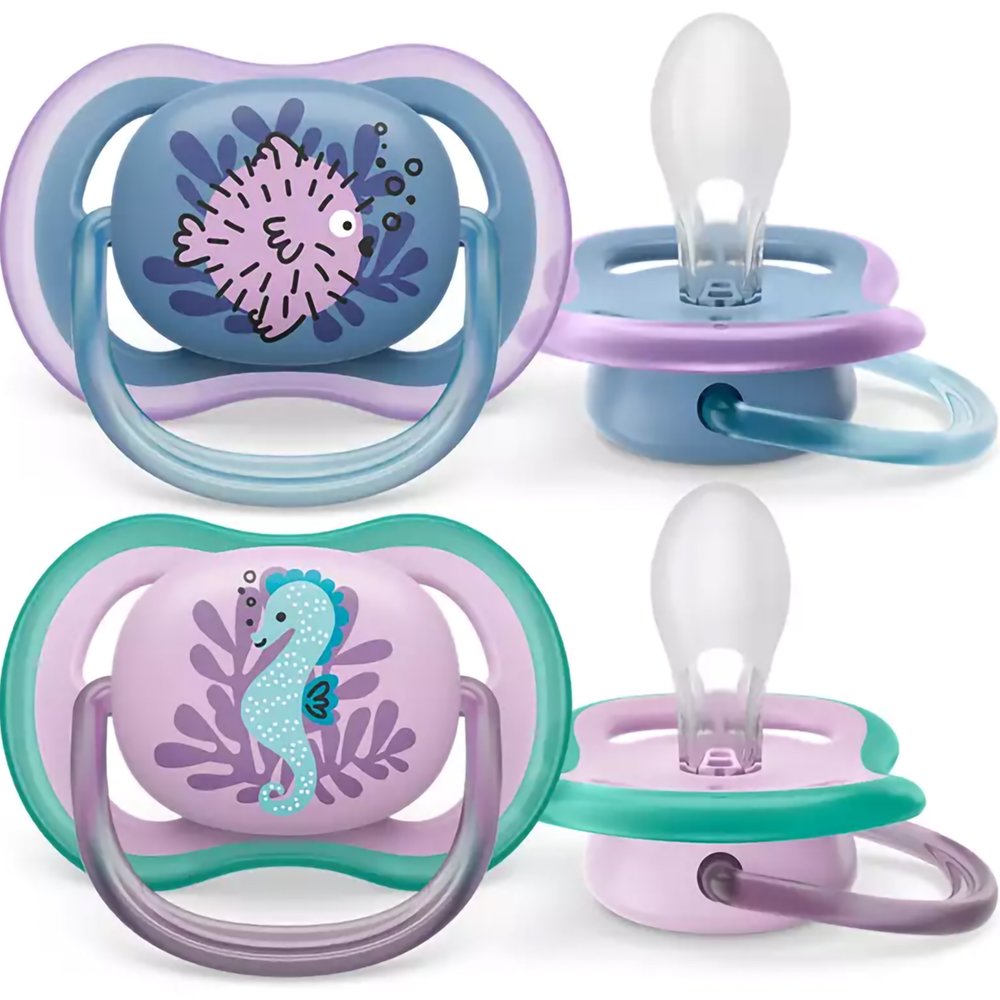 Philips Avent Philips Avent Ultra Air Silicone Soother 6-18m Μπλε - Λιλά Ορθοδοντική Πιπίλα Σιλικόνης με Μεγάλες Οπές για να Αναπνέει το Δέρμα του Μωρού 2 Τεμάχια, Κωδ SCF085/61