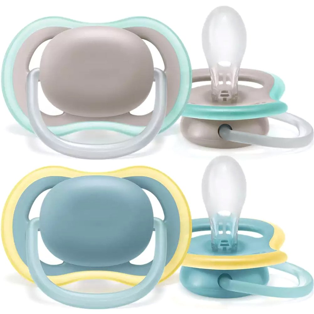 Philips Avent Ultra Air Silicone Soother 18m+ Γκρι - Γαλάζιο Ορθοδοντική Πιπίλα Σιλικόνης με Μεγάλες Οπές για να Αναπνέει το Δέρμα του Μωρού 2 Τεμάχια, Κωδ SCF349/01 φωτογραφία