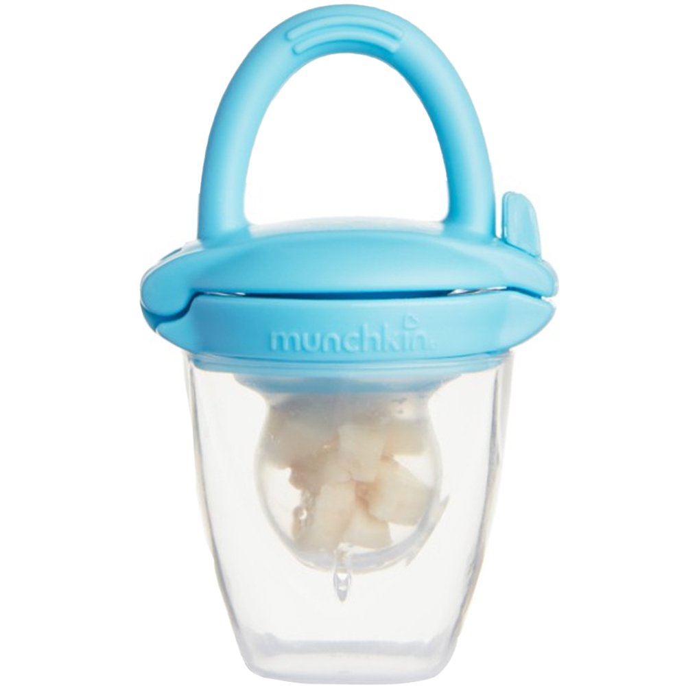 Munchkin Munchkin Silicone Baby Food Feader Γαλάζια Πιπίλα Δοκιμής Τροφών από Σιλικόνη με Καπάκι Ασφαλείας 4m+, 1 Τεμάχιο, Κωδ 11492