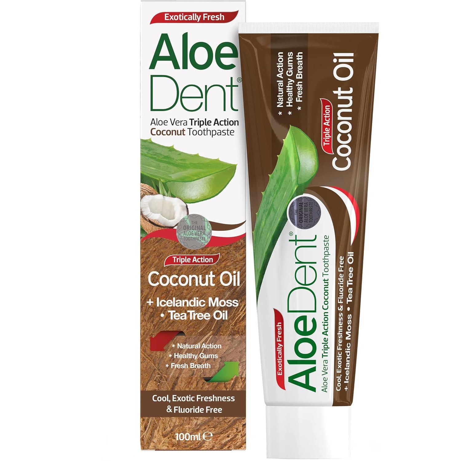 Optima Health & Nutrition AloeDent Coconut Oil Toothpaste Οδοντόκρεμα Χωρίς Φθόριο για Υγιή Δόντια & Ούλα με Γεύση Καρύδας 100ml