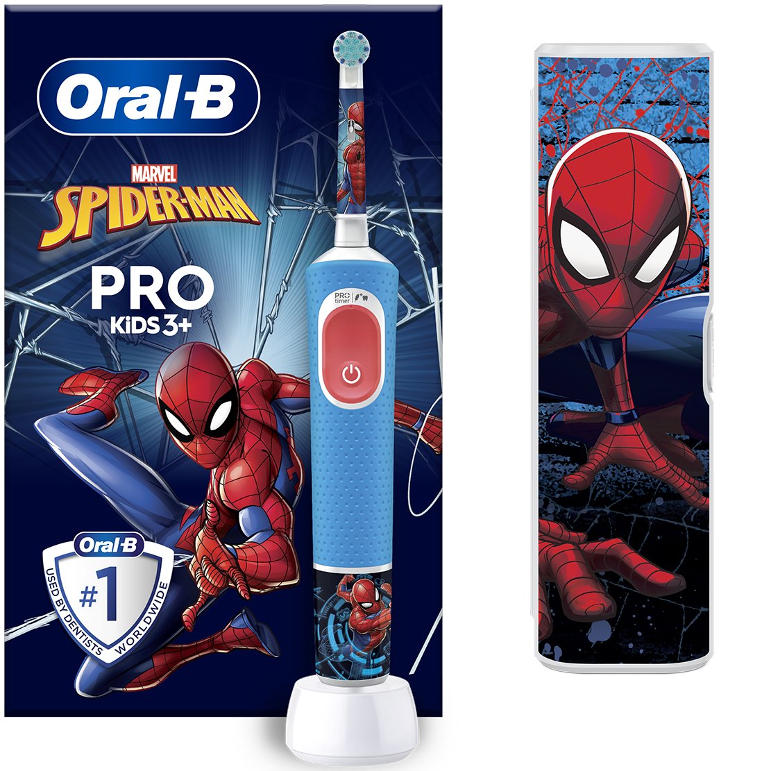 Oral-B Pro Kids 3+ Years Spiderman Special Edition Toothbrush Ηλεκτρική Οδοντόβουρτσα για Παιδιά από 3 Ετών με 4 Αυτοκόλλητα Λαβής & Θήκη Ταξιδίου 1 Τεμάχιο φωτογραφία