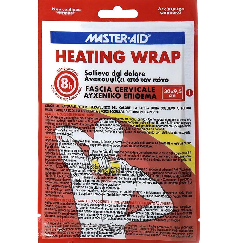 Master Aid Master Aid Heating Wrap Fascia Cervicale 30x9,5cm Θερμαντικό Επίθεμα Αυχένα για Ανακούφιση από Πόνο 1 Τεμάχιο