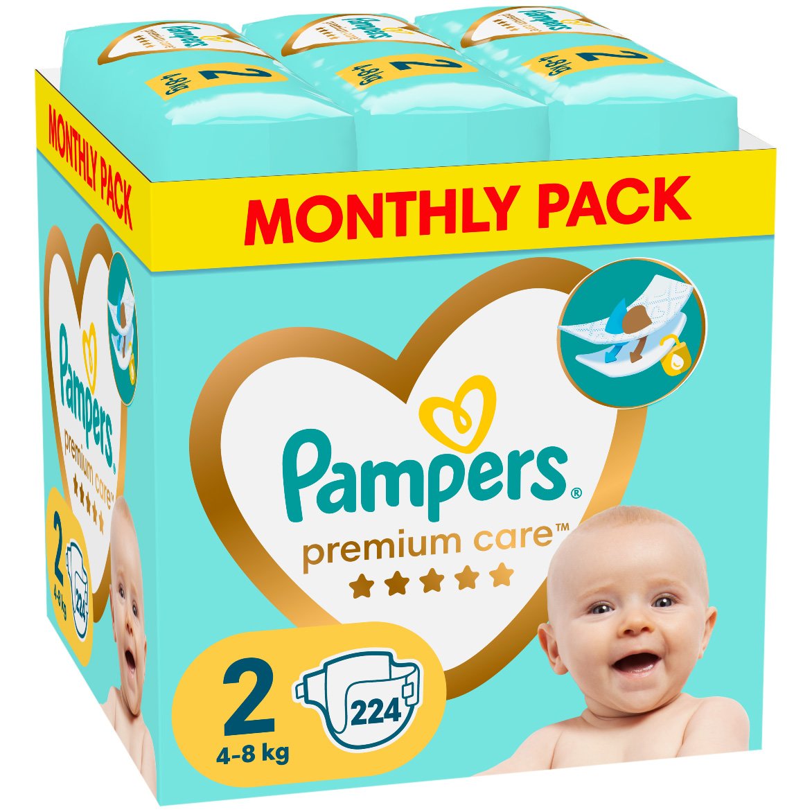 Pampers Premium Care Monthly Pack Νο2 (4-8kg) 224 πάνες