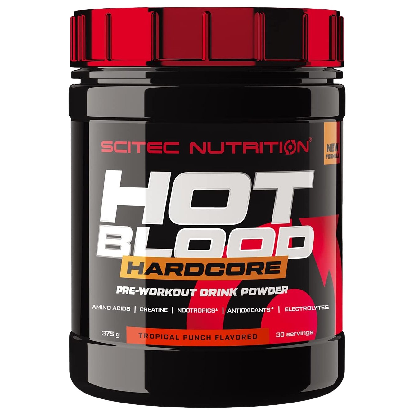 Scitec Nutrition Scitec Nutrition Hot Blood Hardcore Pre-Workout Drink Powder Συμπλήρωμα Διατροφής με Κρεατίνη για Ενίσχυση της Μυικής Δύναμης 375g - Tropical Punch