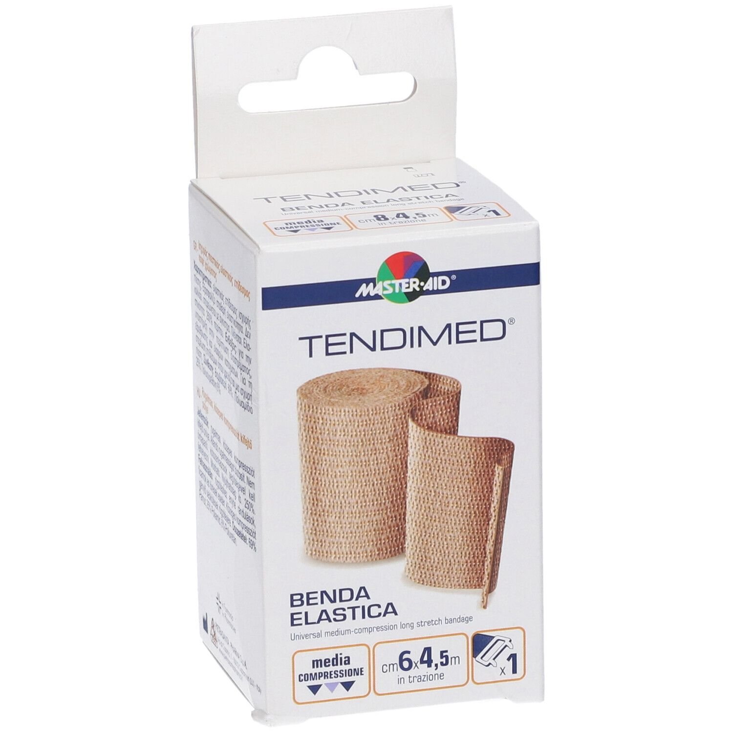 Master Aid Master Aid Tendimed Universal Medium Compression Long Strech Bandage 4.5m x 6cm Υπερελαστικός Επίδεσμος με Άγκιστρα σε Καφέ Χρώμα 1 Τεμάχιο