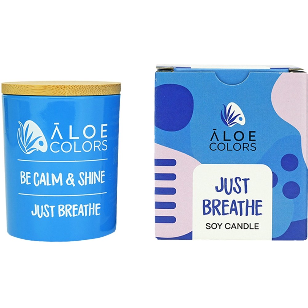 Aloe Colors Aloe Colors Just Breathe Scented Soy Candle Αρωματικό Κερί Σόγιας σε Βάζο με Άρωμα που Διαρκεί 150g