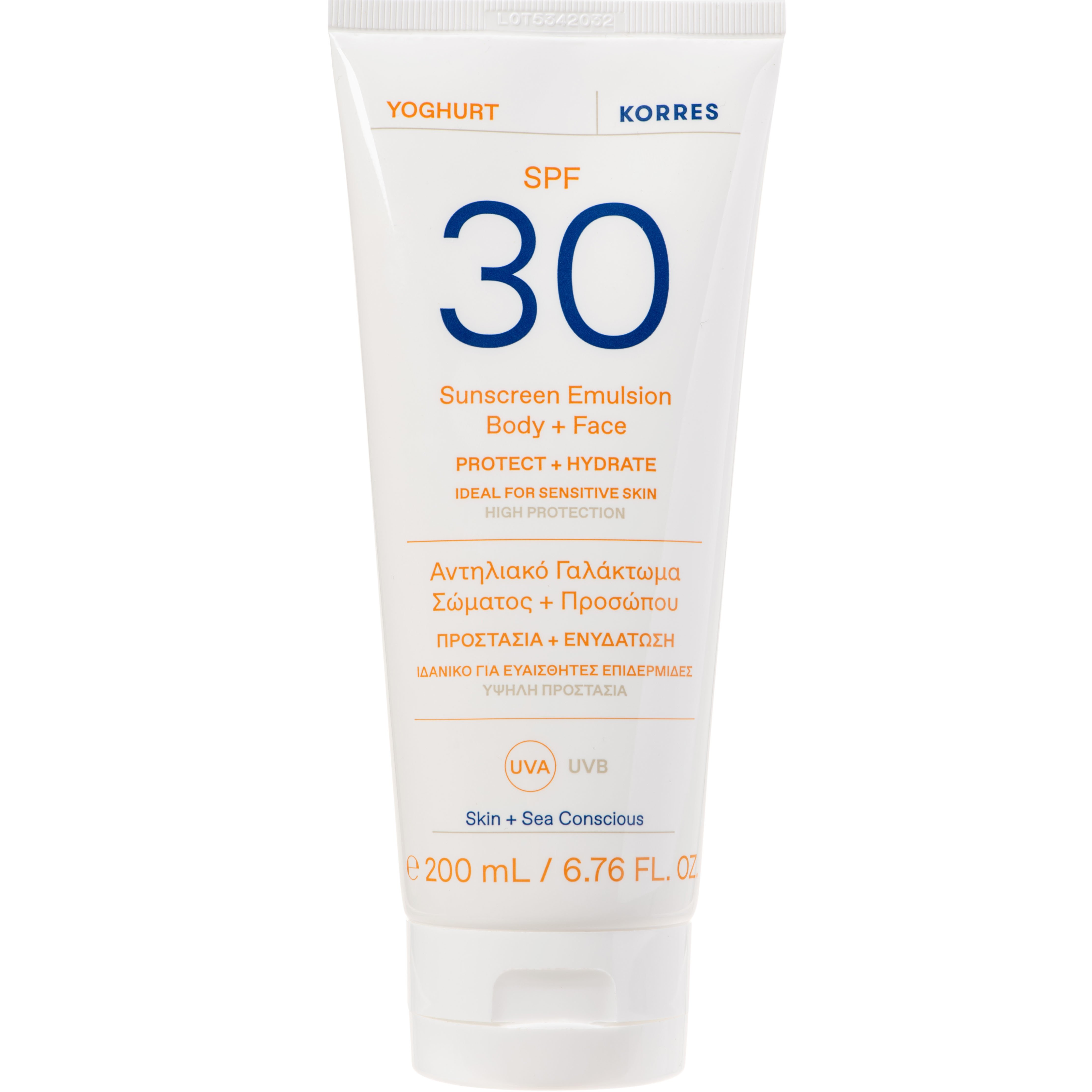 Korres Korres Yoghurt Sunscreen Emulsion for Face & Body Spf30 Αντηλιακό Γαλάκτωμα Προσώπου - Σώματος Υψηλής Προστασίας, Κατάλληλο για Ευαίσθητες Επιδερμίδες 200ml