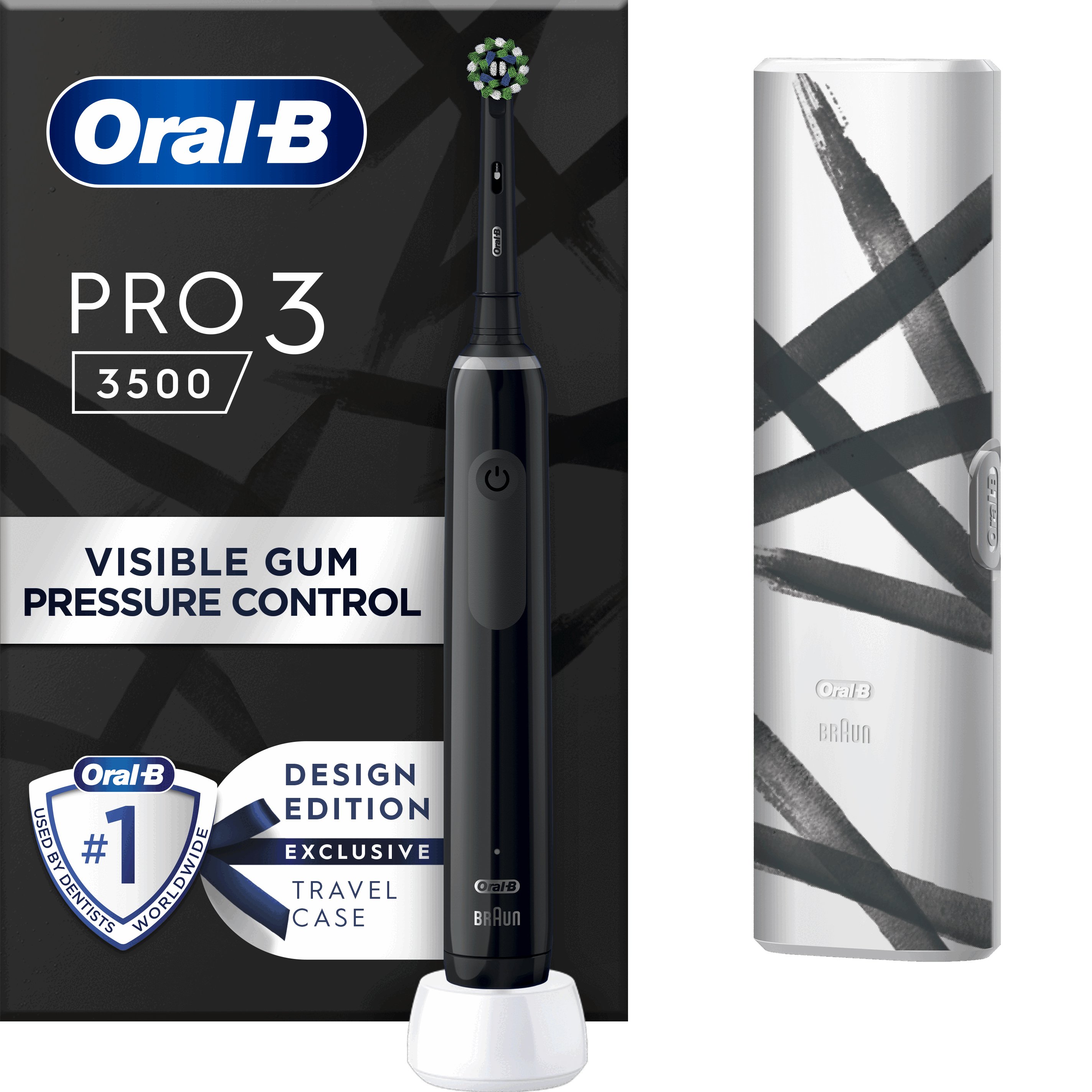 Oral-B PRO 3 3500 Black Edition Επαναφορτιζόμενη Ηλεκτρική Οδοντόβουρτσα Μαύρο 1 Τεμάχιο & Δώρο Θήκη Ταξιδίου 1 Τεμάχιο φωτογραφία