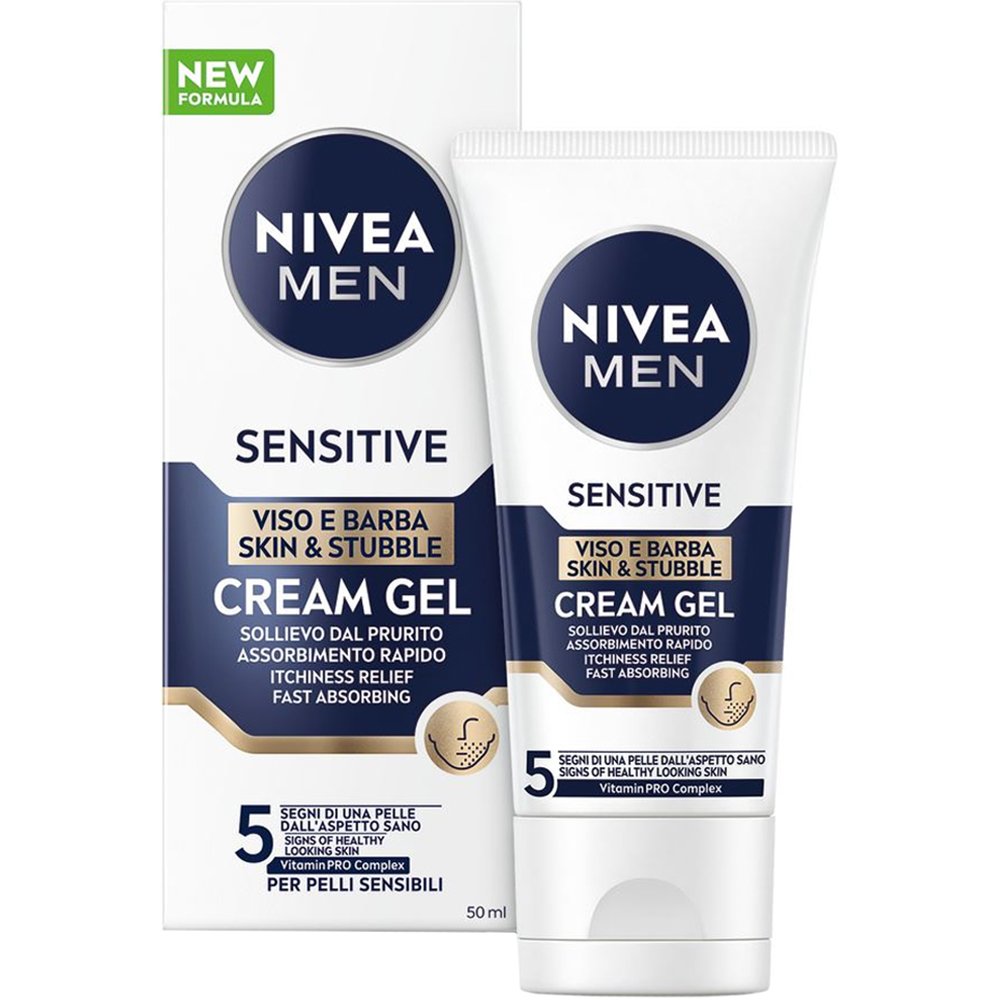 Nivea Men Sensitive Skin & Stubble Cream Gel Itchiness Relief Κρέμα-Gel για Άμεση Ανακούφιση από Ερεθισμούς & Φαγούρα στα Γένια 50ml φωτογραφία