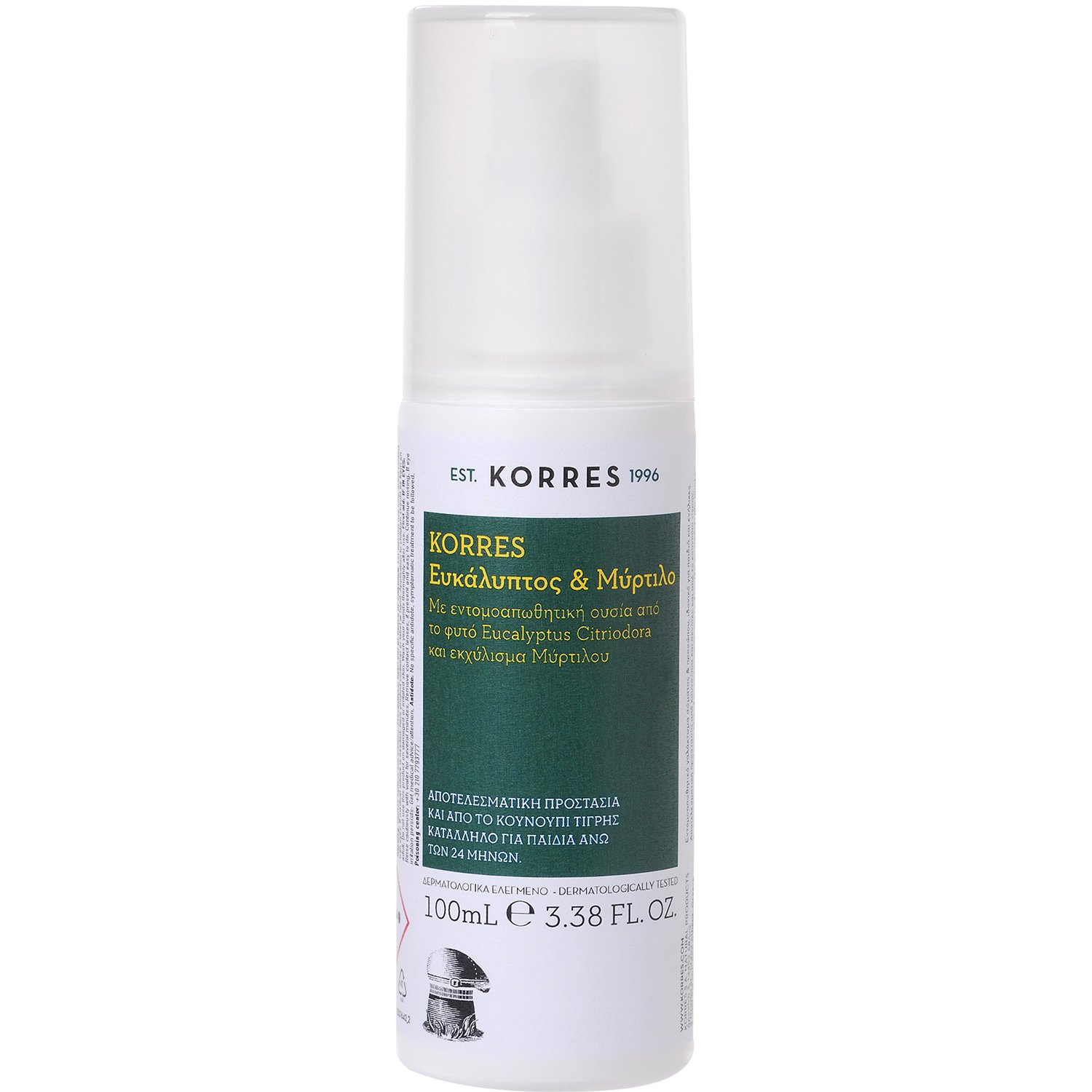 Korres Korres Repellent Spray for Face & Body Εντομοαπωθητικό Γαλάκτωμα Προσώπου - Σώματος με Ευκάλυπτο & Μύρτιλο, Κατάλληλο για Παιδιά & Ενήλικες 100ml