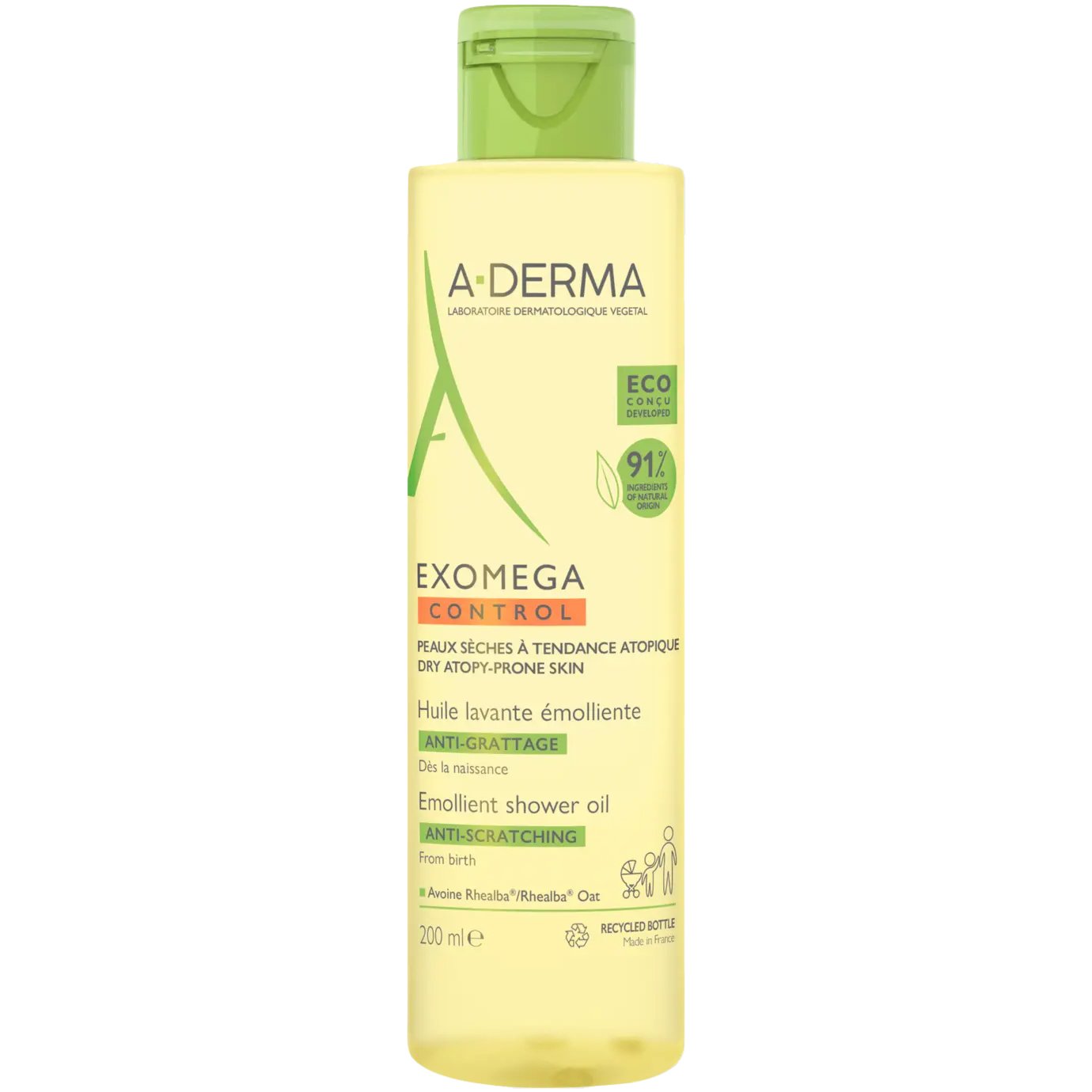 A-Derma A-Derma Exomega Control Anti-Scratching Emolient Shower Oil Λάδι Καθαρισμού Σώματος, Κατάλληλο Ξηρό Δέρμα με Τάση Ατοπίας 200ml