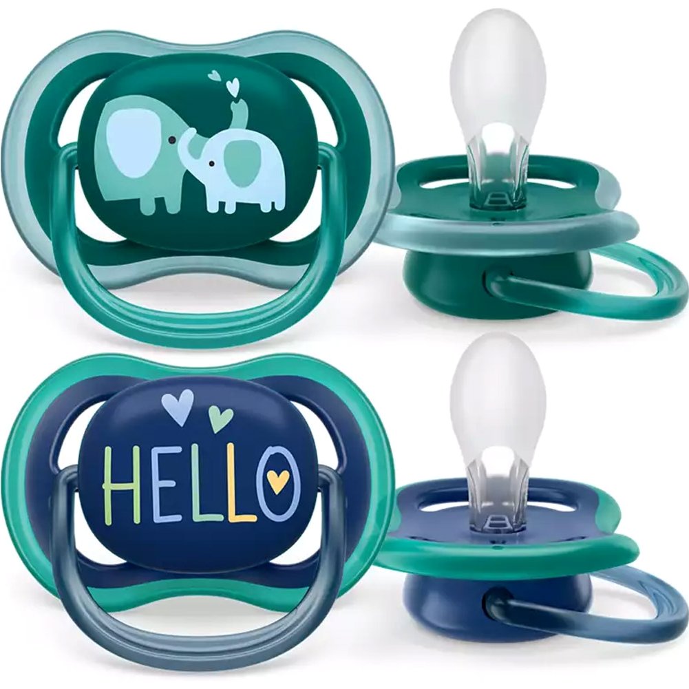 Philips Avent Philips Avent Ultra Air Silicone Soother 18m+ Πετρόλ - Μπλε Ορθοδοντική Πιπίλα Σιλικόνης με Μεγάλες Οπές για να Αναπνέει το Δέρμα του Μωρού 2 Τεμάχια, Κωδ SCF349/18