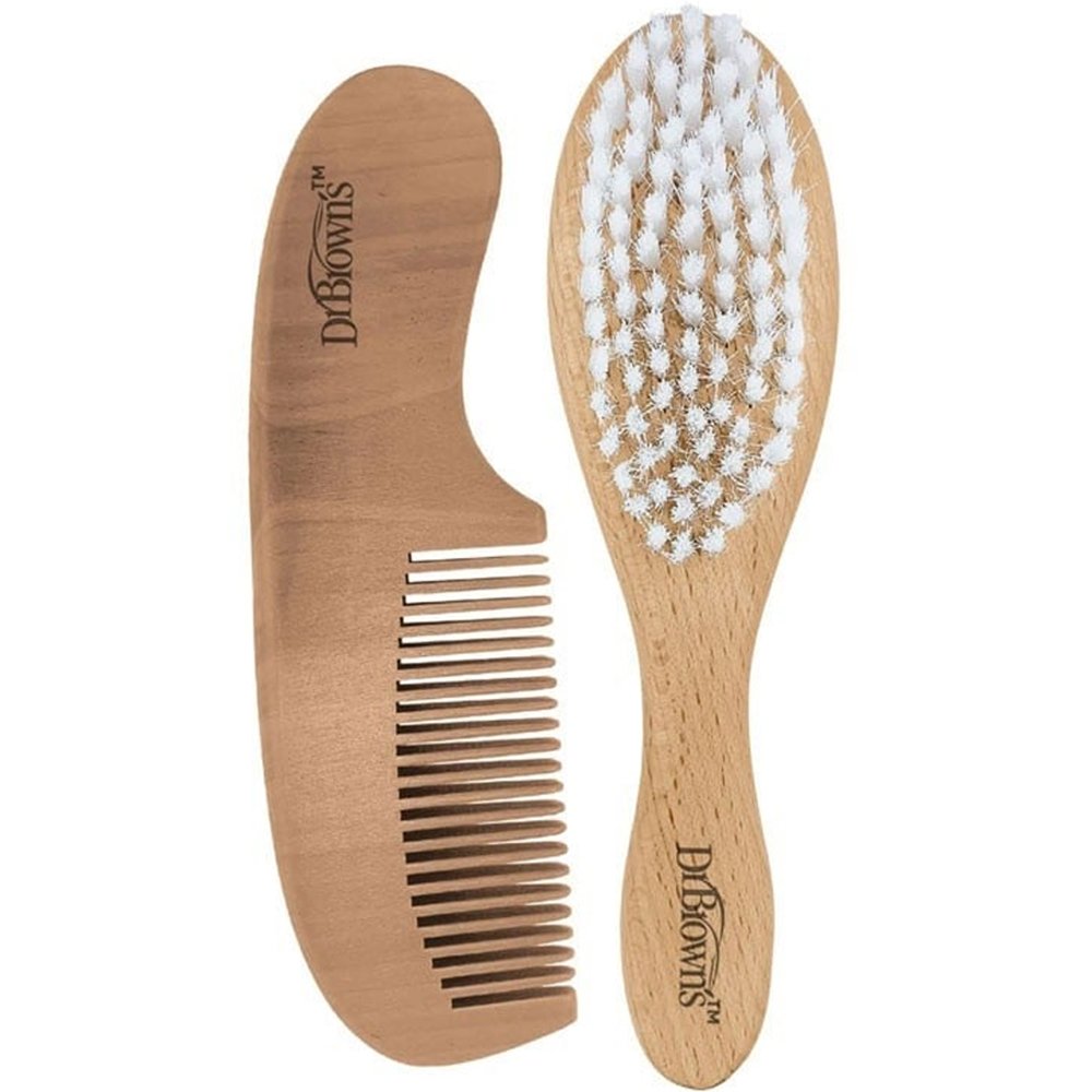 Dr. Brown’s Soft & Safe Brush + Comb Set Ξύλινη Βρεφική Βούρτσα & Χτένα 1 Τεμάχιο φωτογραφία