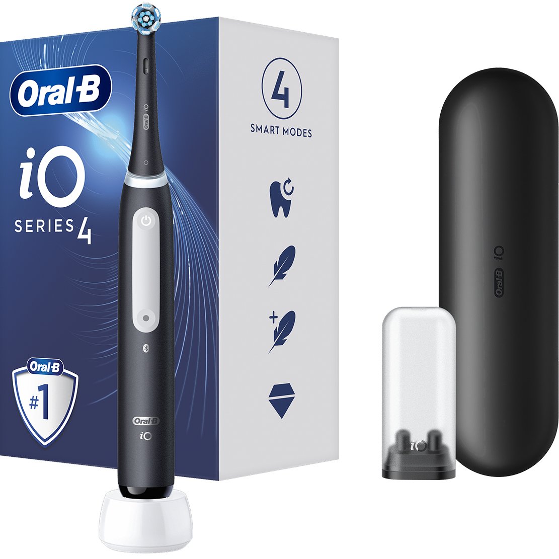 Oral-B Oral-B iO Series 4 Electric Toothbrush Black Ηλεκτρική Οδοντόβουρτσα Προηγμένης Τεχνολογίας 1 Τεμάχιο