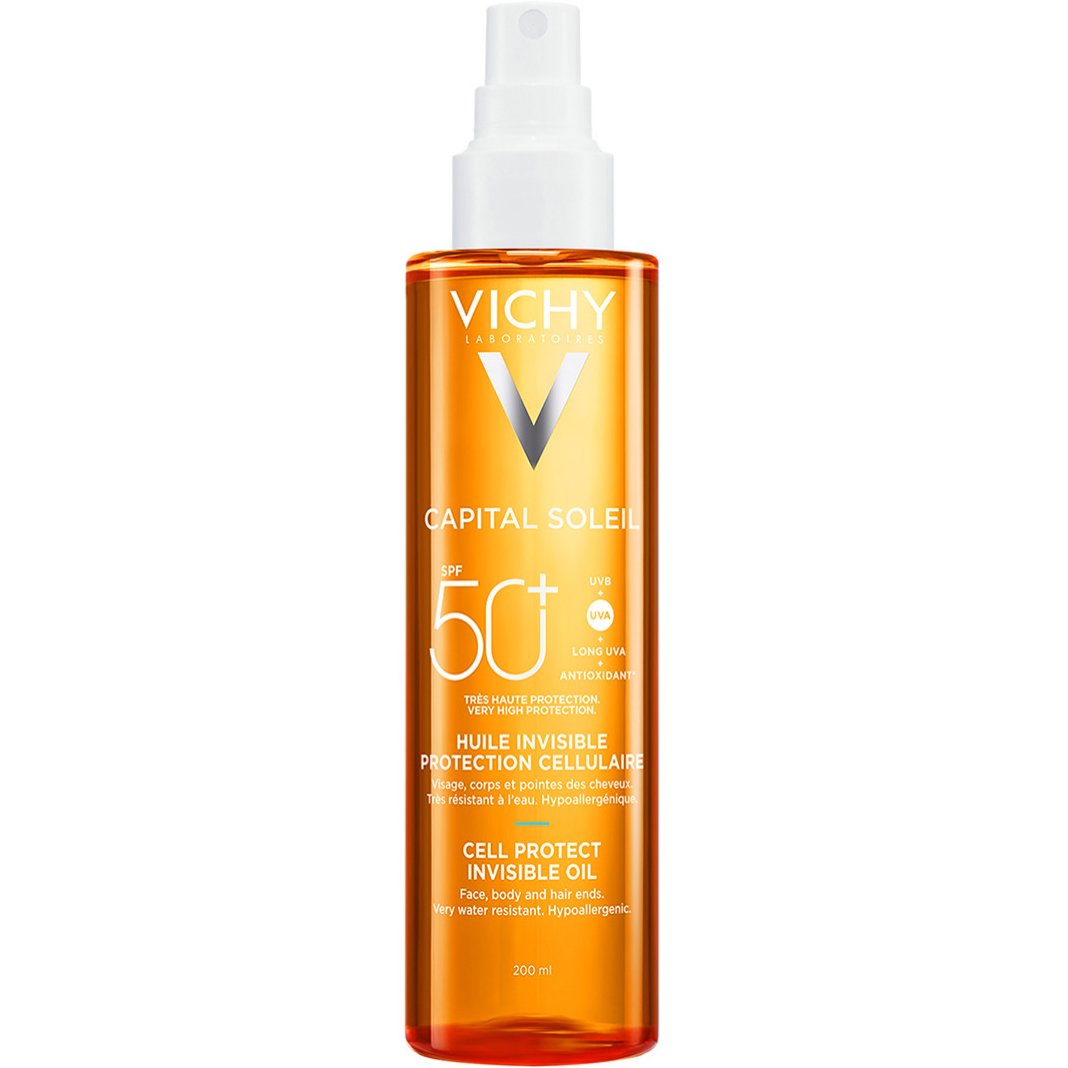 Vichy Vichy Capital Soleil Spf50+ Cell Protect Invisible Oil for Face, Body & Hair Ends Αόρατο Αντηλιακό Λάδι Πολύ Υψηλής Προστασίας για Πρόσωπο, Σώμα & Άκρες Μαλλιών 200ml