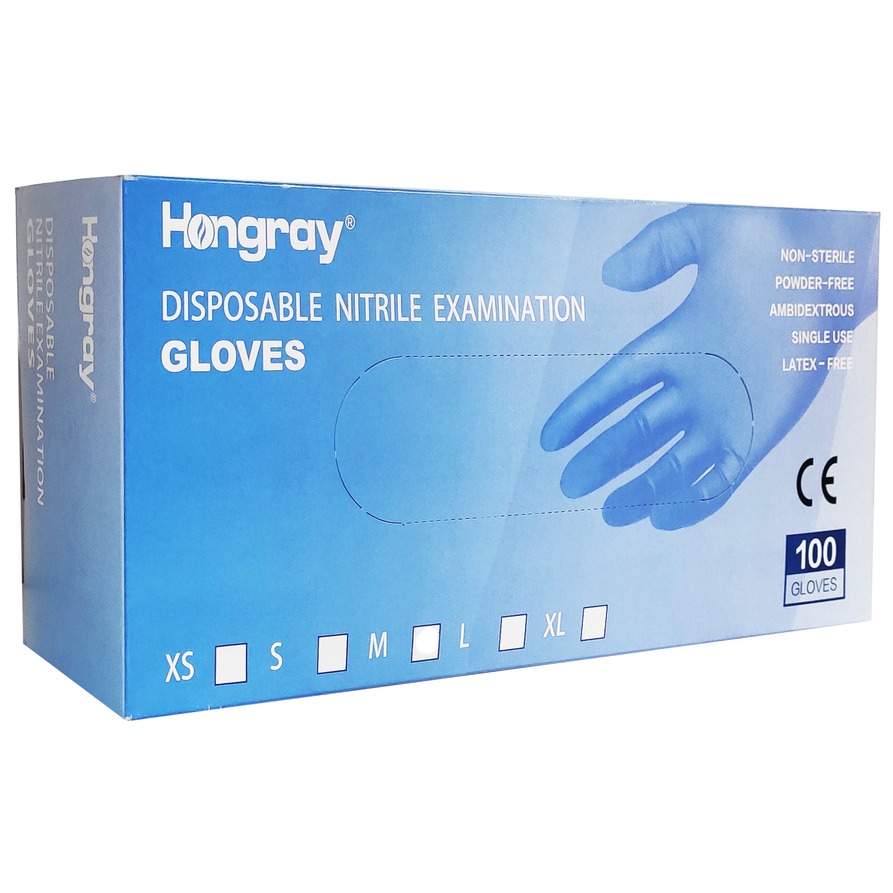 Hongray Disposable Nitrile Examination Gloves Medium Size 100 Τεμάχια