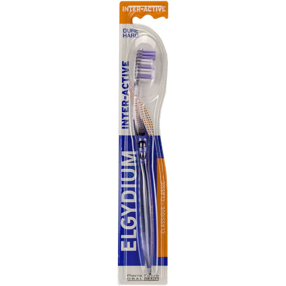 Elgydium Interactive Dure Hard Toothbrush Σκληρή Οδοντόβουρτσα με Δύο Μήκη Ινών για Βέλτιστο Καθαρισμό 1 Τεμάχιο – Μωβ