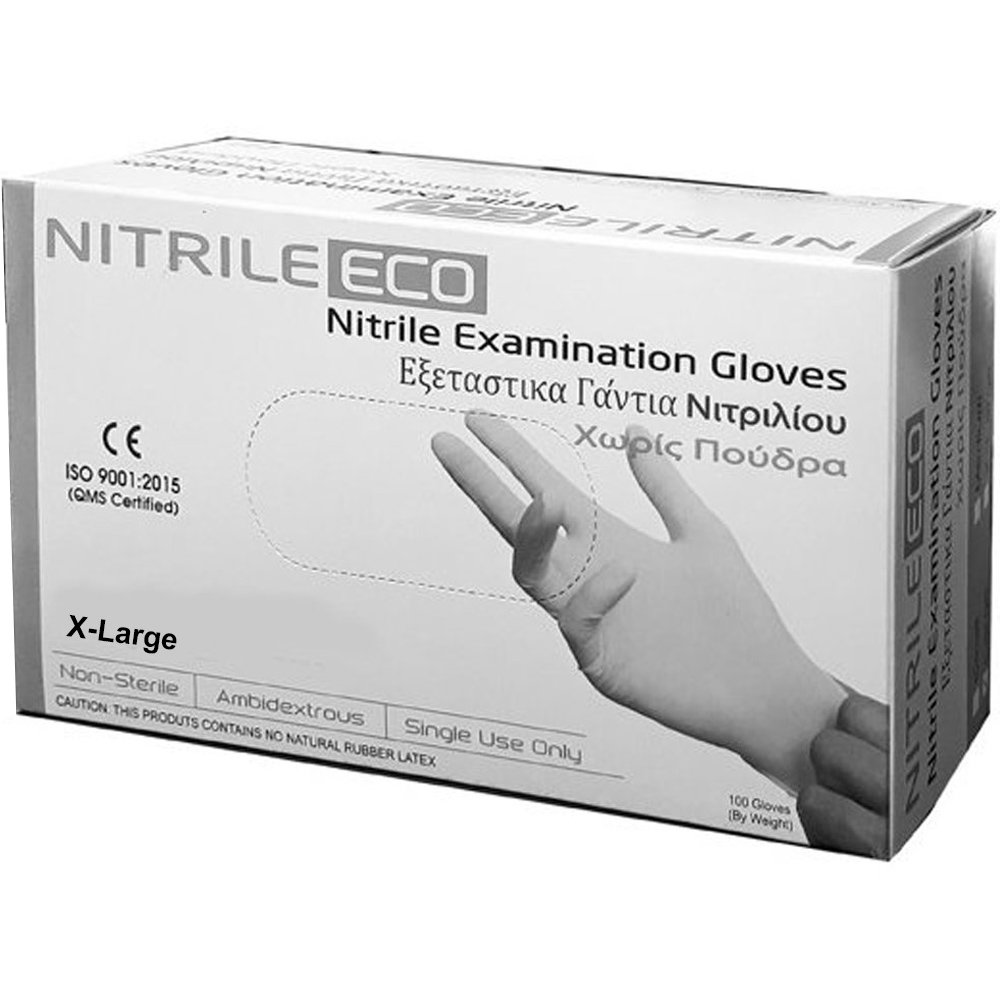 Alfacare Alfacare Nitrile Eco Examination Gloves Powder Free Εξεταστικά Γάντια Νιτριλίου Μίας Χρήσης Χωρίς Πούδρα σε Μαύρο Χρώμα 100 Τεμάχια - XLarge