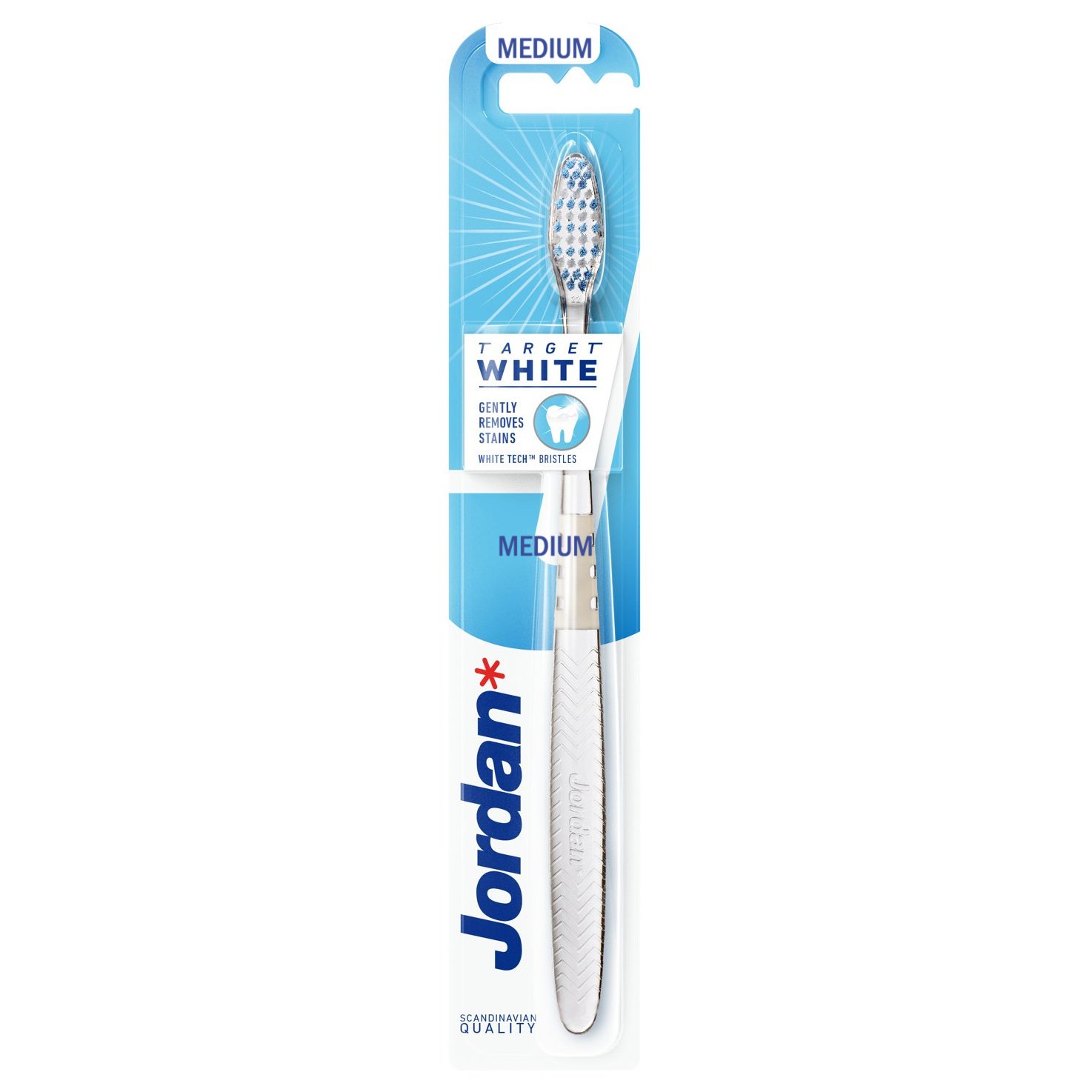 Jordan Target White Toothbrush Medium Μαλακή Οδοντόβουρτσα για Λεύκανση με Ίνες WhiteTech 1 Τεμάχιο – Άσπρο