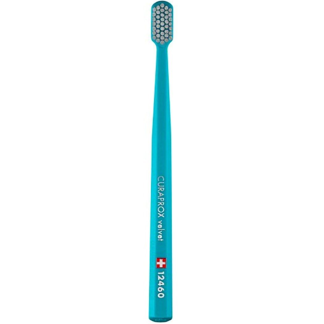 Curaprox CS 12460 Velvet Toothbrush Οδοντόβουρτσα με Εξαιρετικά Απαλές & Πυκνές Ίνες Curen για Πολύ Ευαίσθητα Δόντια 1 Τεμάχιο – Πετρόλ / Γκρι