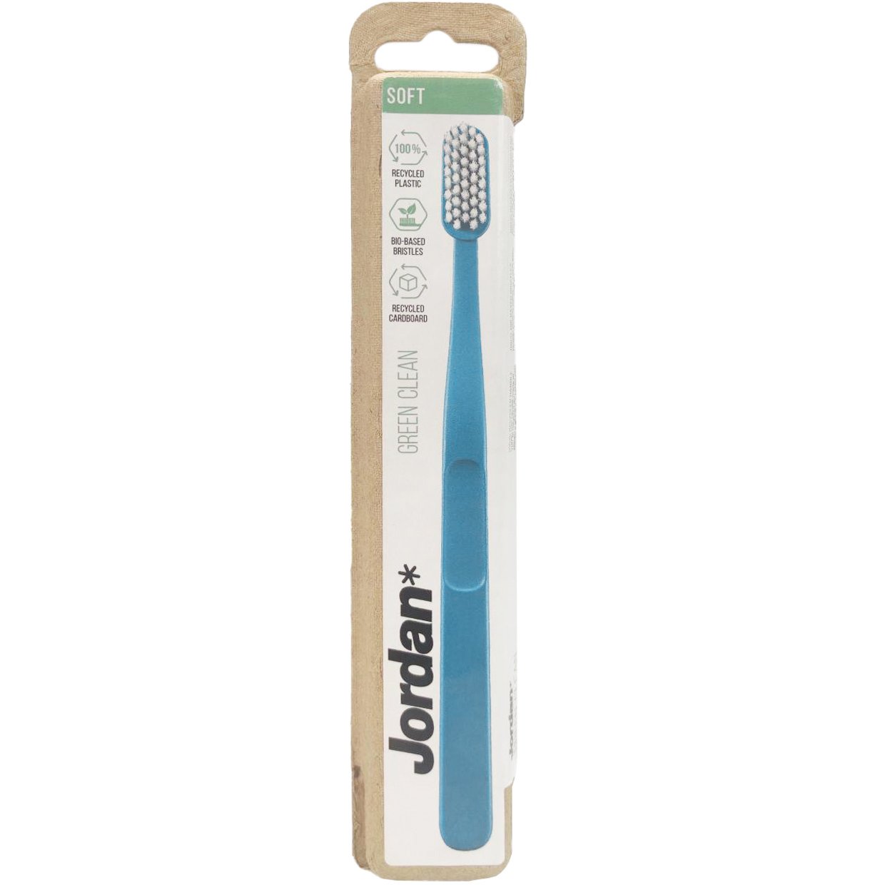 Jordan Green Clean Soft Toothbrush Bio Eco Χειροκίνητη Οδοντόβουρτσα Μαλακή, με Βιολογικής Προέλευσης Ίνες 1 Τεμάχιο – Μπλε