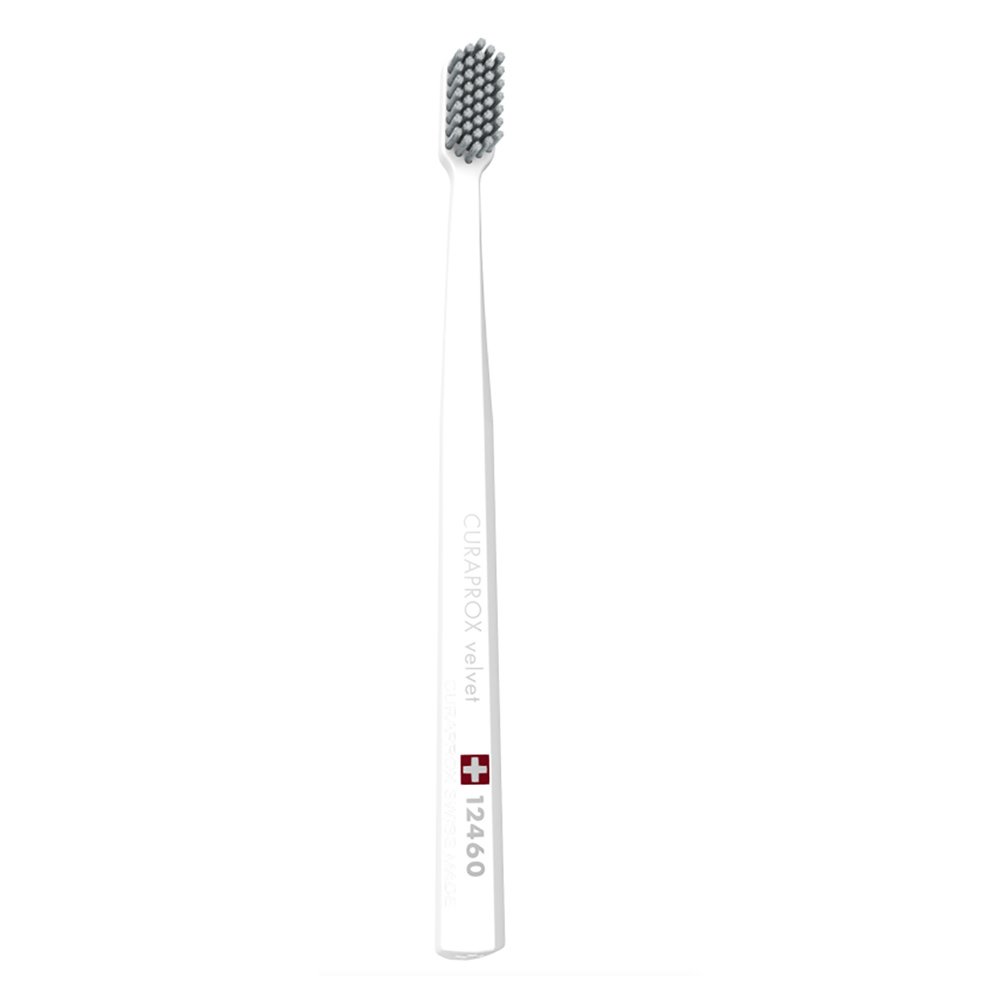 Curaprox CS 12460 Velvet Toothbrush Οδοντόβουρτσα με Εξαιρετικά Απαλές & Πυκνές Ίνες Curen για Πολύ Ευαίσθητα Δόντια 1 Τεμάχιο – Άσπρο / Γκρι