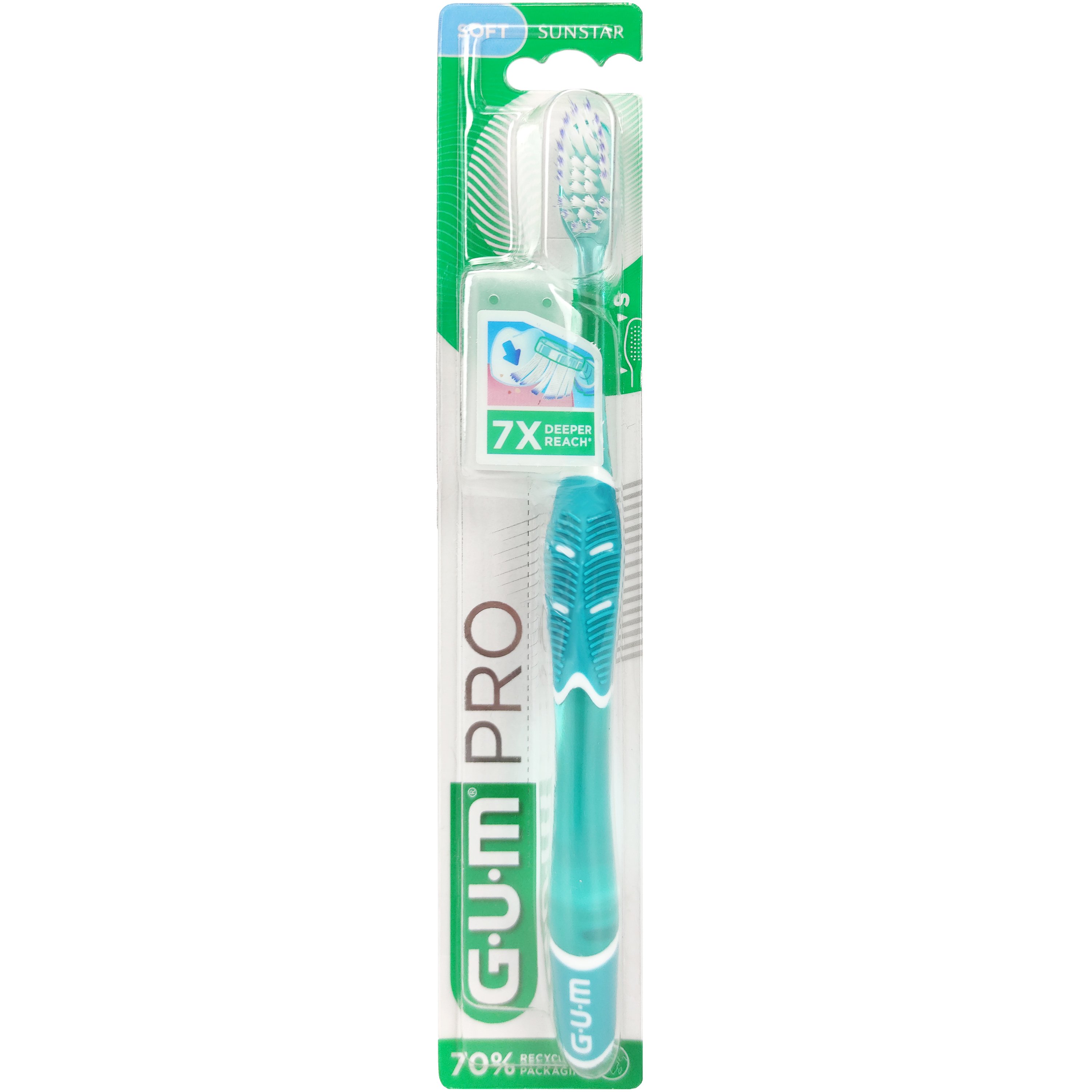 Gum Pro Soft Toothbrush Τιρκουάζ Μαλακή Χειροκίνητη Οδοντόβουρτσα για Βαθύ Καθαρισμό & Αφαίρεση της Πλάκας 1 Τεμάχιο, Κωδ 525