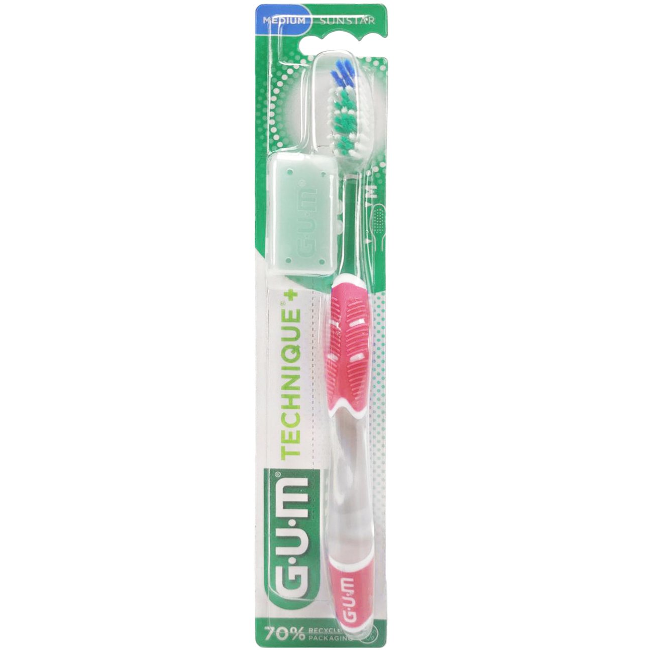 Gum Technique+ Medium Toothbrush Χειροκίνητη Οδοντόβουρτσα με Μέτριες Ίνες 1 Τεμάχιο, Κωδ 492 – Φούξια