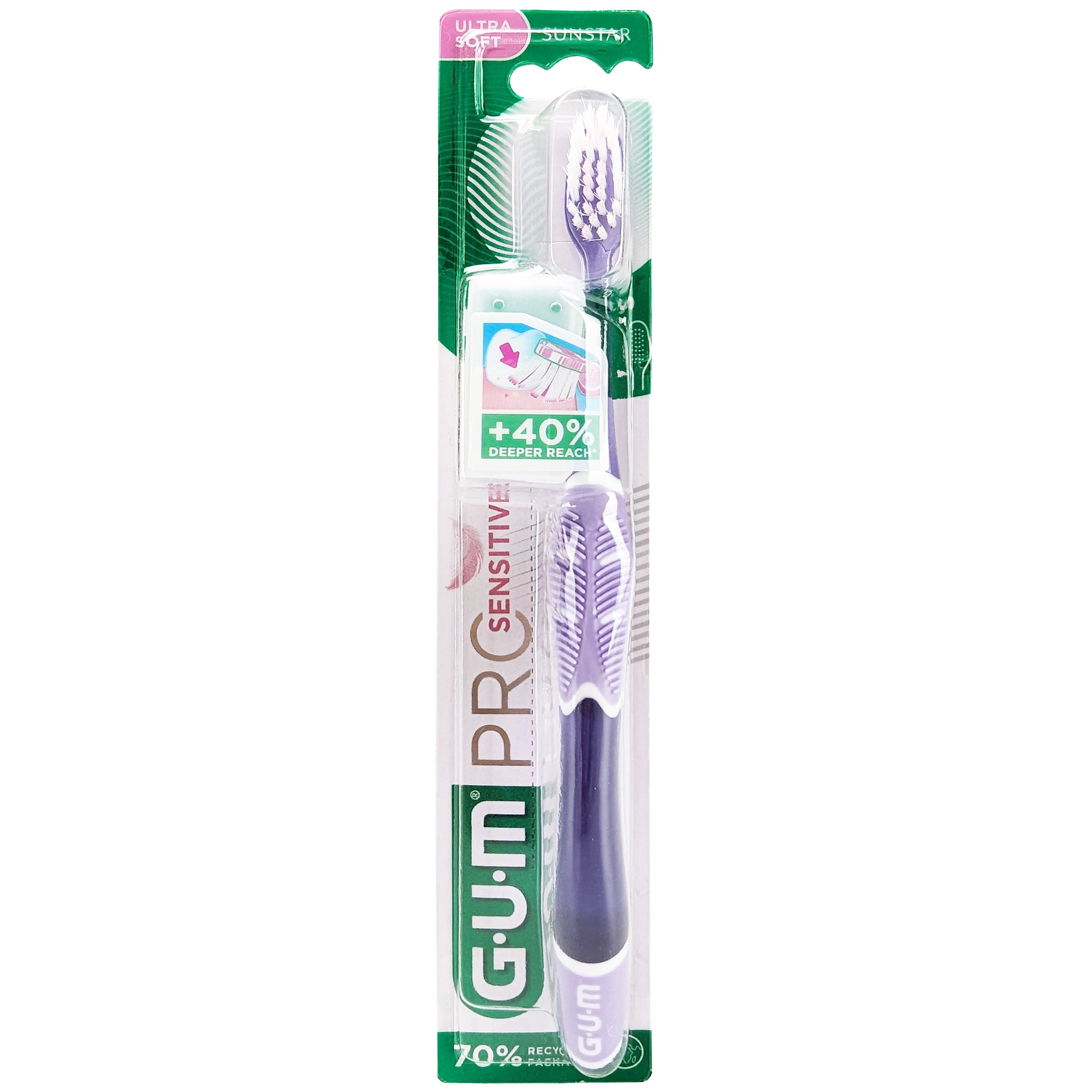 Gum Gum Sunstar Pro Sensitive Ultra Soft Toothbrush Χειροκίνητη Μαλακή Οδοντόβουρτσα 1 Τεμάχιο, Κωδ 510 - Μωβ