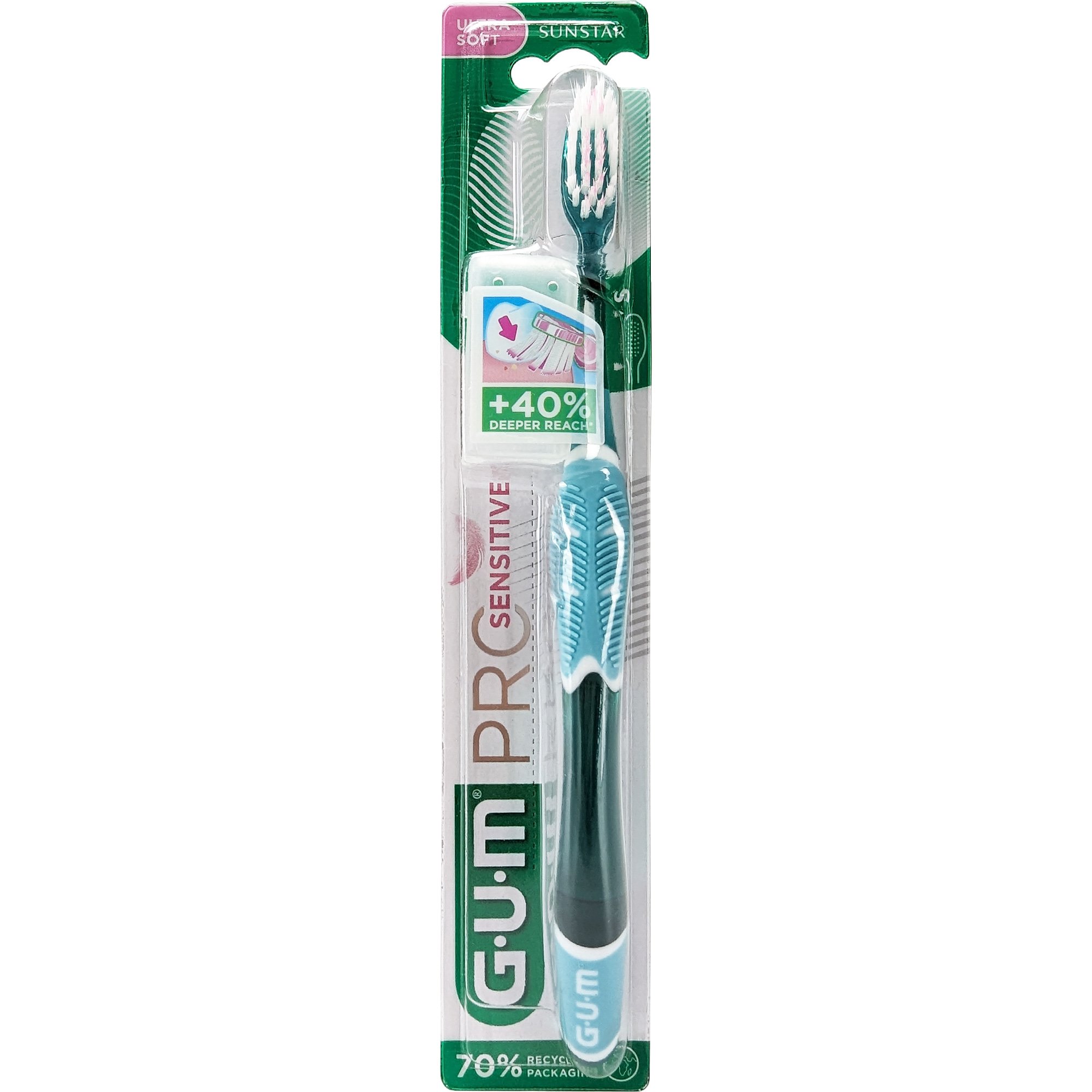 Gum Sunstar Pro Sensitive Ultra Soft Toothbrush Χειροκίνητη Μαλακή Οδοντόβουρτσα 1 Τεμάχιο, Κωδ 510 – Πετρόλ