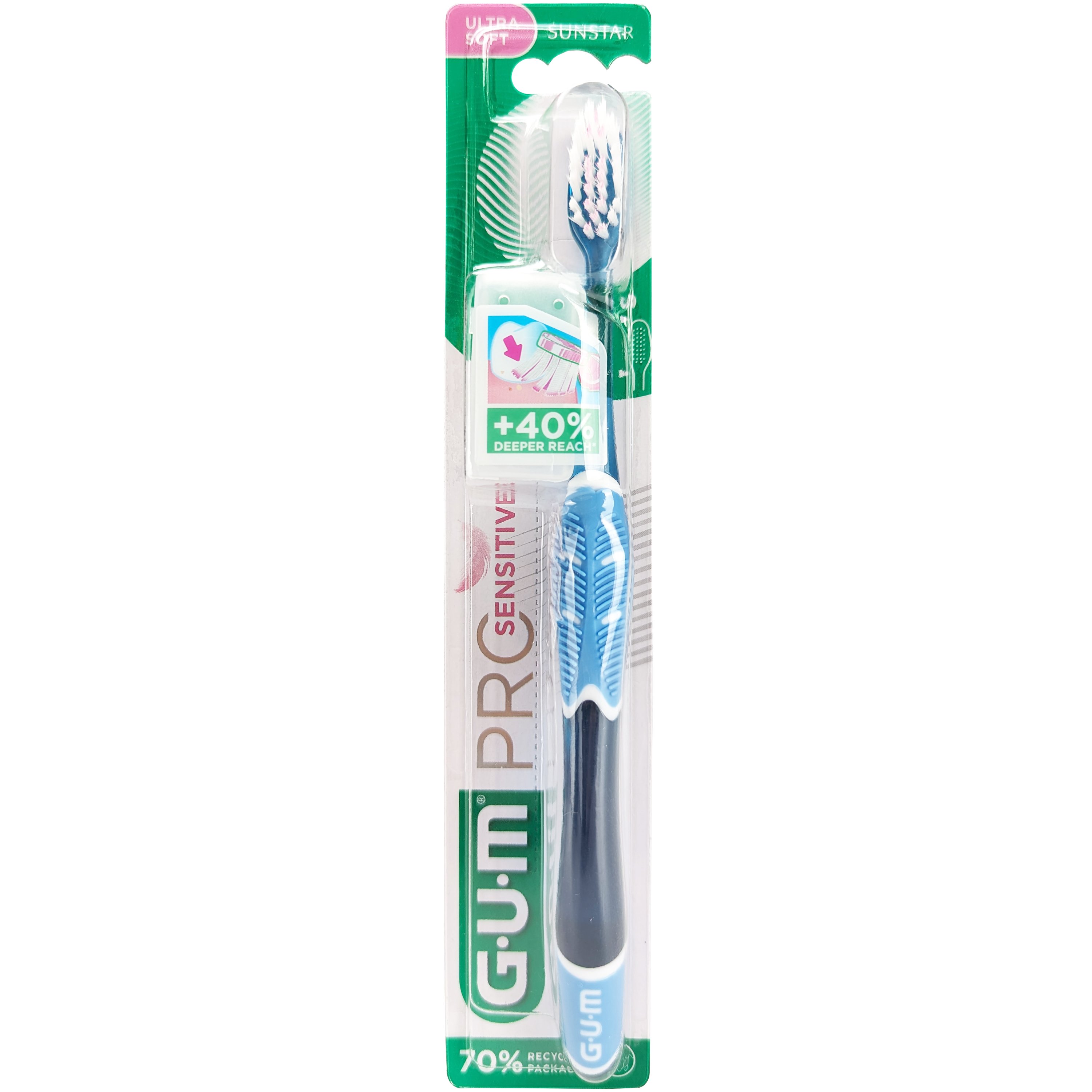 Gum Sunstar Pro Sensitive Ultra Soft Toothbrush Χειροκίνητη Μαλακή Οδοντόβουρτσα 1 Τεμάχιο, Κωδ 510 – Μπλε