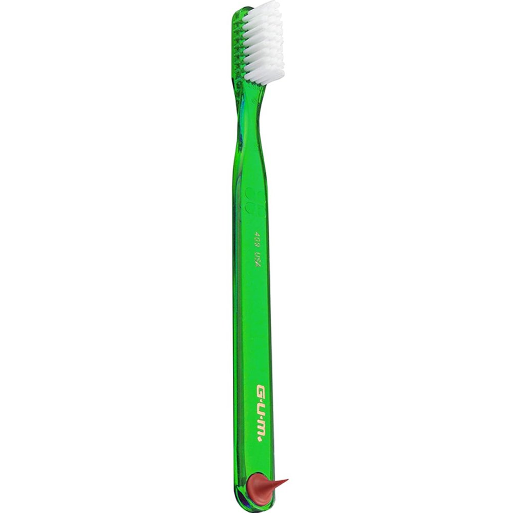 Gum Classic 409 Soft Toothbrush Μαλακή Οδοντόβουρτσα Εύκολη στη Χρήση για Αποτελεσματικό Καθαρισμό & Αφαίρεση της Πλάκας με Ελαστικό Άκρο για Καθαρισμό των Ούλων 1 Τεμάχιο – Πράσινο