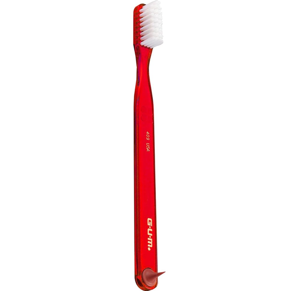 Gum Classic 409 Soft Toothbrush Μαλακή Οδοντόβουρτσα Εύκολη στη Χρήση για Αποτελεσματικό Καθαρισμό & Αφαίρεση της Πλάκας με Ελαστικό Άκρο για Καθαρισμό των Ούλων 1 Τεμάχιο – Κόκκινο