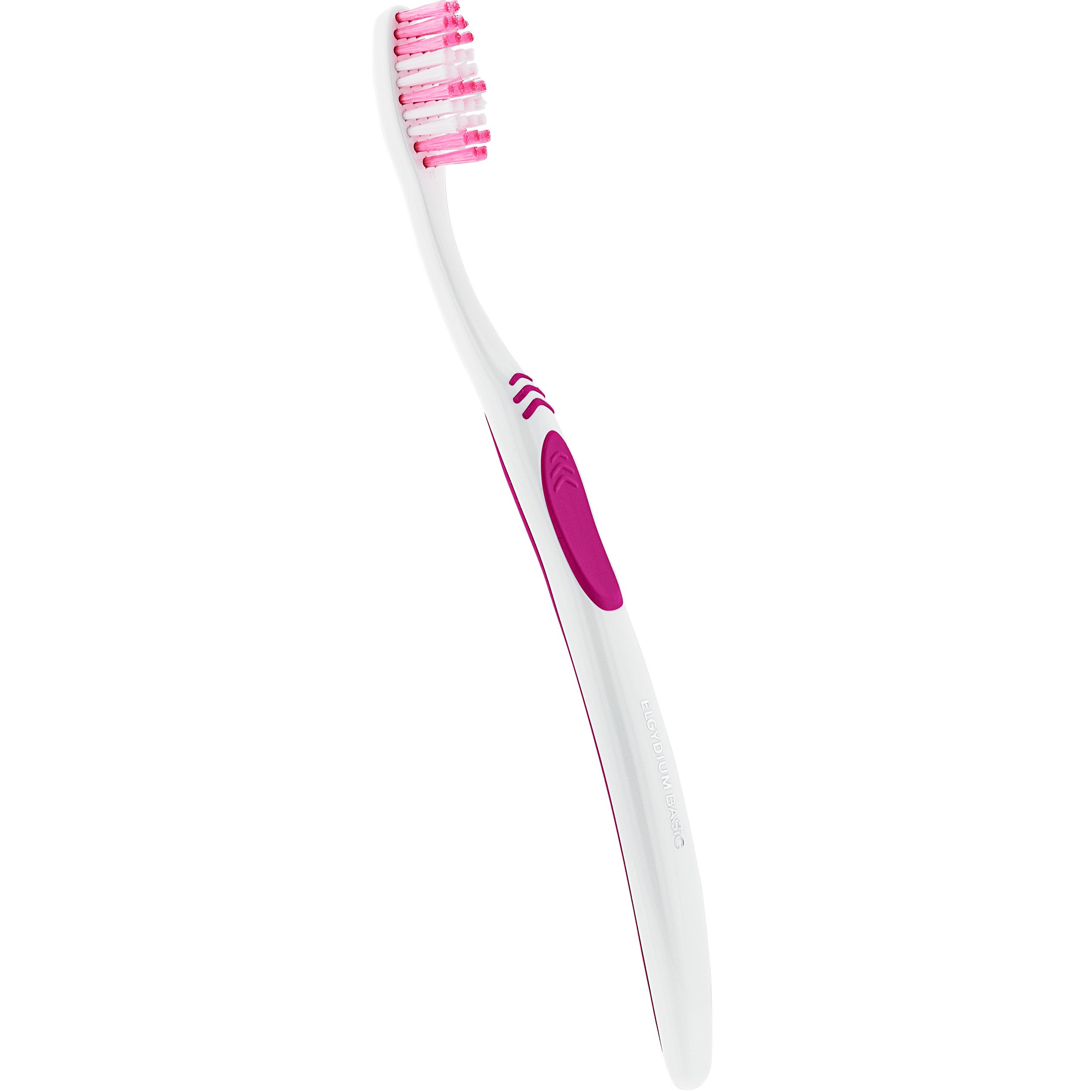 Elgydium Basic Medium Toothbrush Χειροκίνητη Μέτριας Σκληρότητας Οδοντόβουρτσα με Εργονομική Λαβή 1 Τεμάχιο – Φούξια