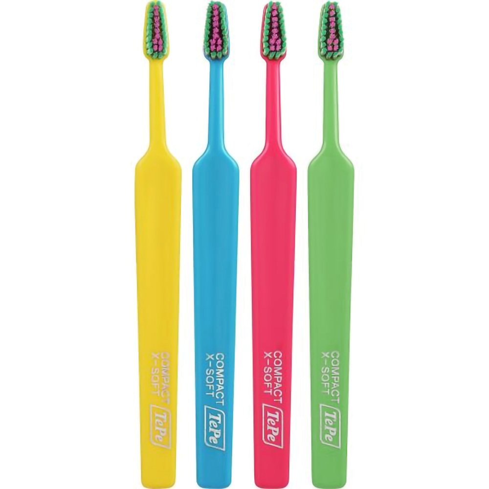 Tepe Colour Compact Extra Soft Toothbrush Οδοντόβουρτσα με Πολύ Μαλακές Ίνες & Μικρό Μέγεθος Κεφαλής 4 Τεμάχια – Multicolor 2