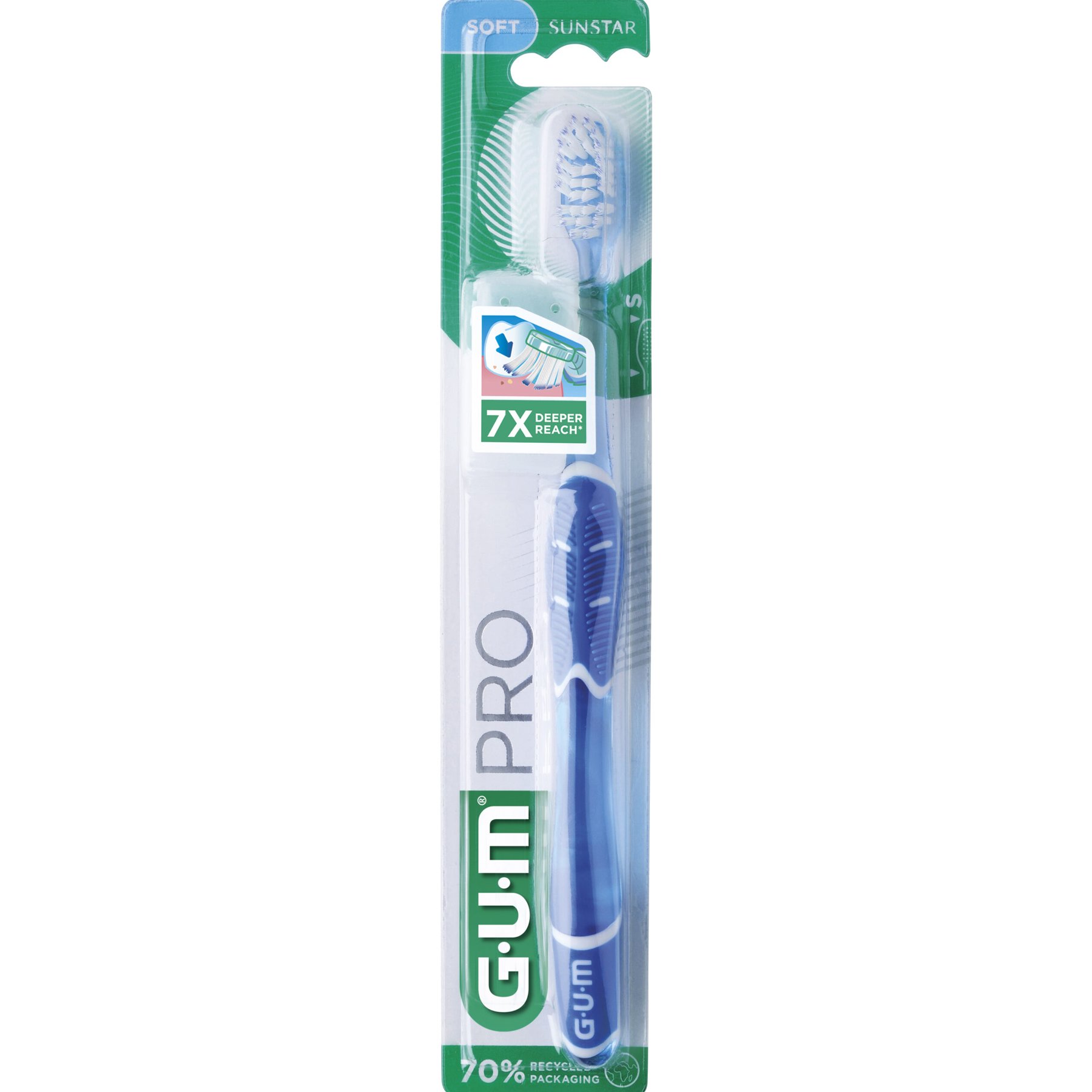 Gum Pro Soft Toothbrush Κωδ 525 Μαλακή Χειροκίνητη Οδοντόβουρτσα για Βαθύ Καθαρισμό & Αφαίρεση της Πλάκας, 1 Τεμάχιο – Μπλε