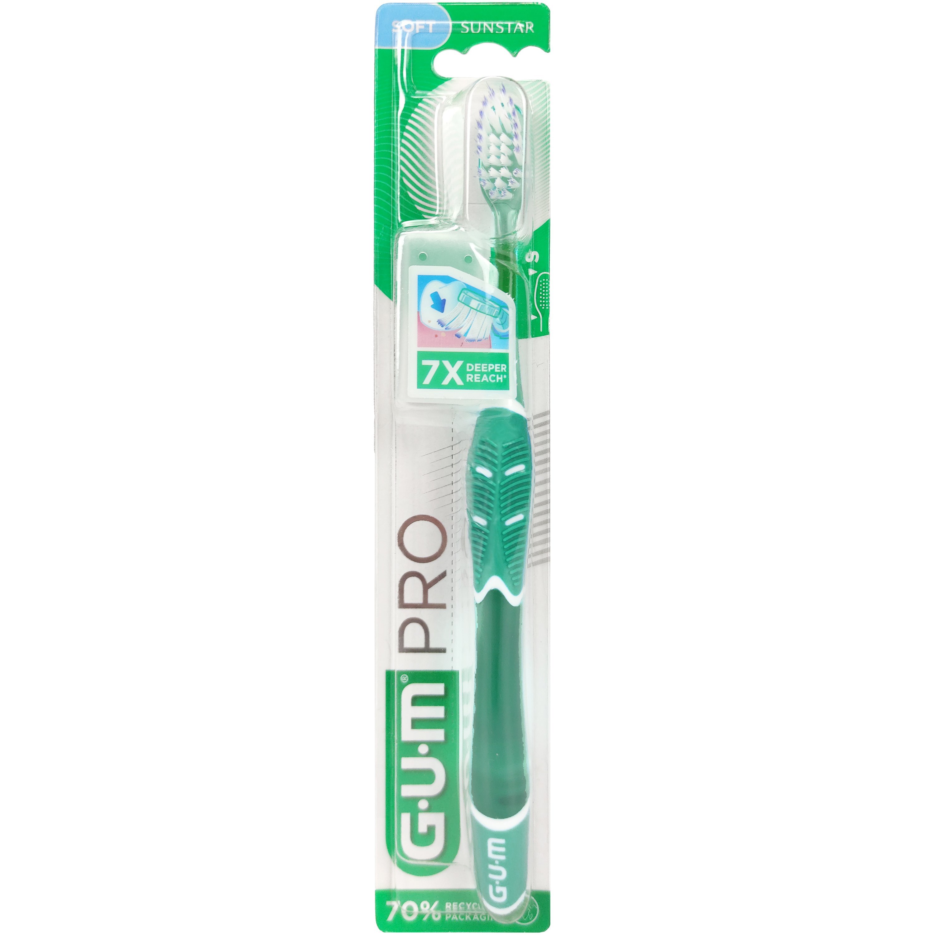 Gum Pro Soft Toothbrush Κωδ 525 Μαλακή Χειροκίνητη Οδοντόβουρτσα για Βαθύ Καθαρισμό & Αφαίρεση της Πλάκας, 1 Τεμάχιο – Πράσινο